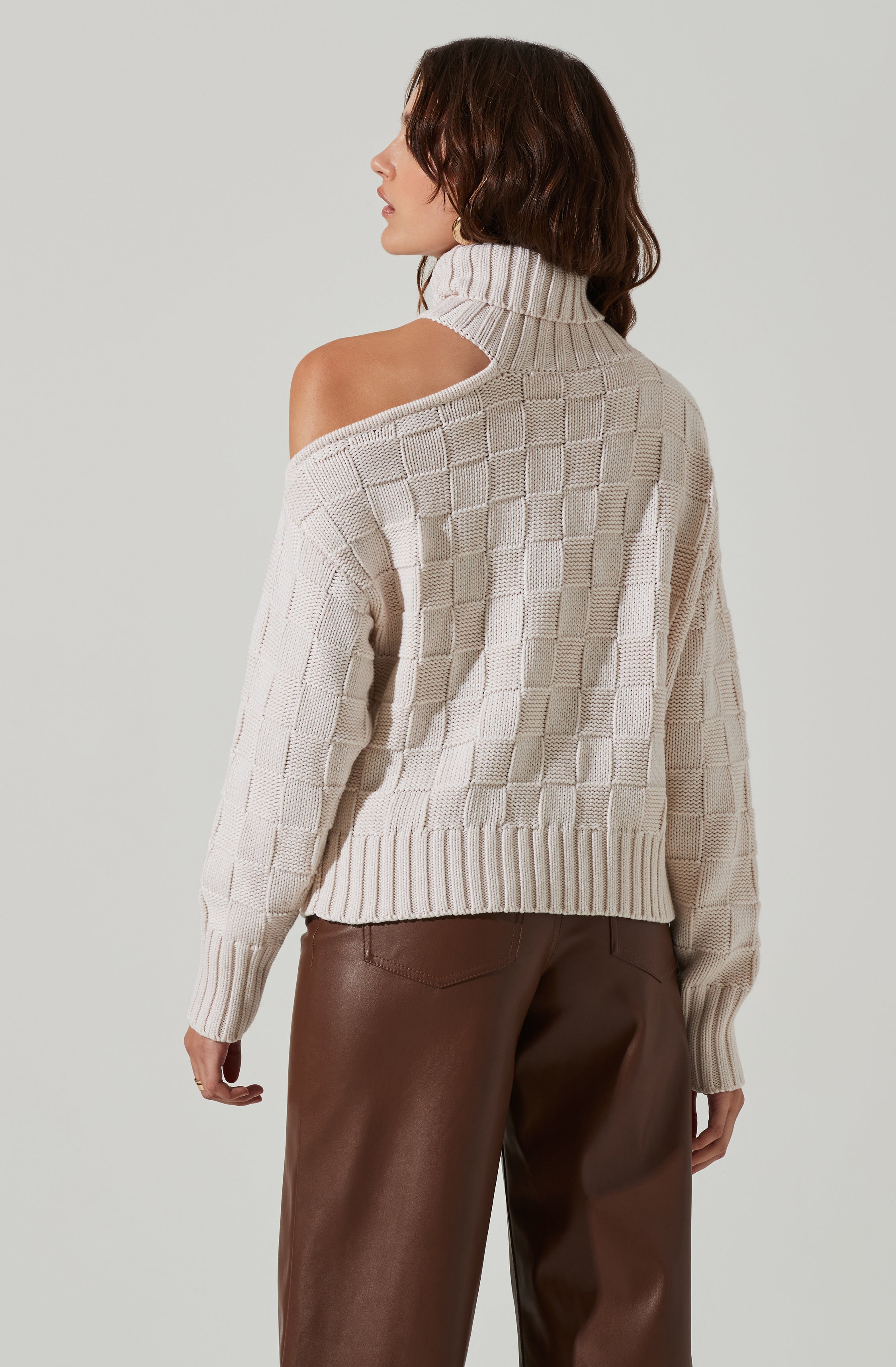 Mock Neck Cutout Sweater-Aljck