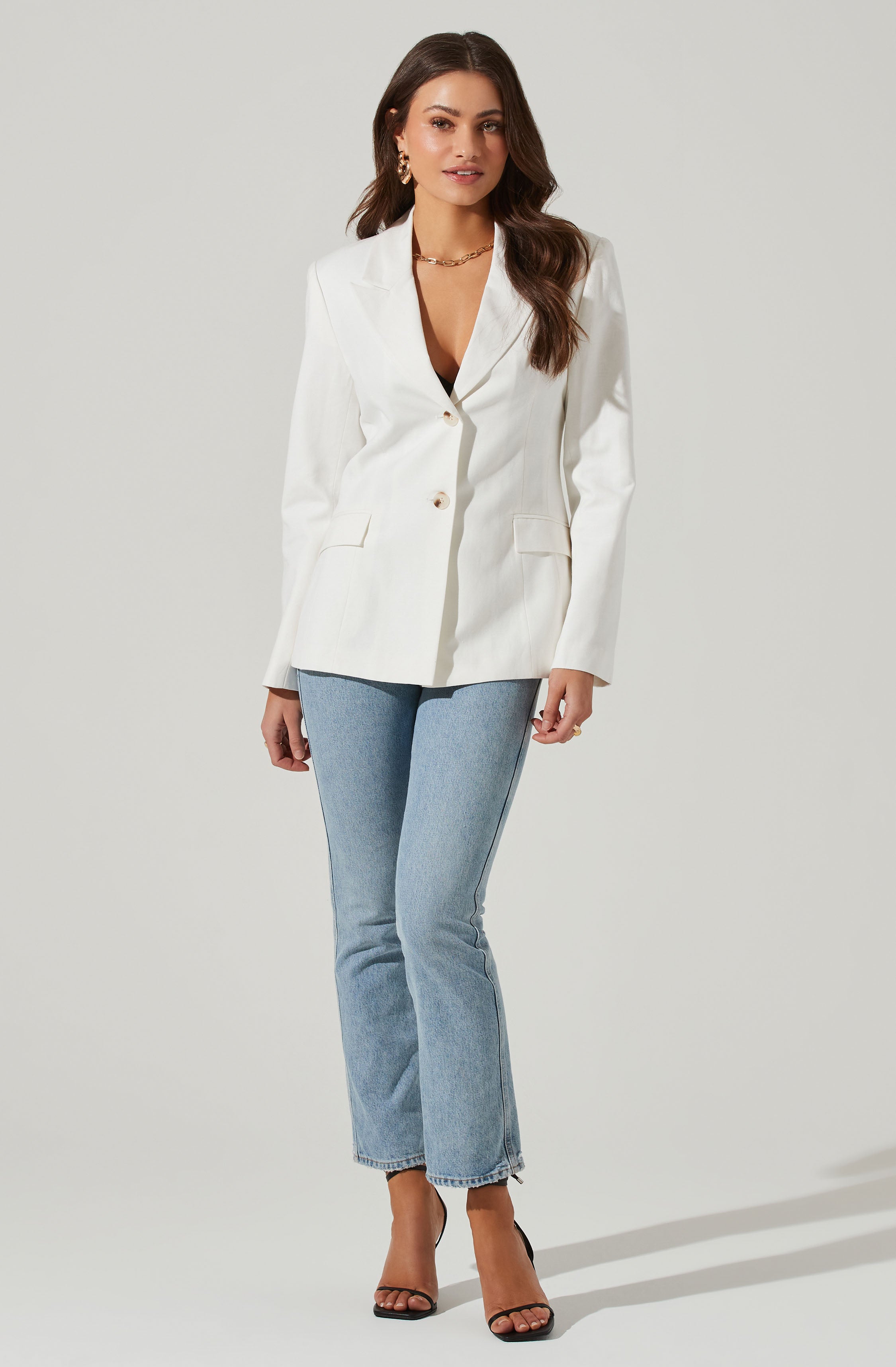 Fitted Buttoned Blazer-Aljck