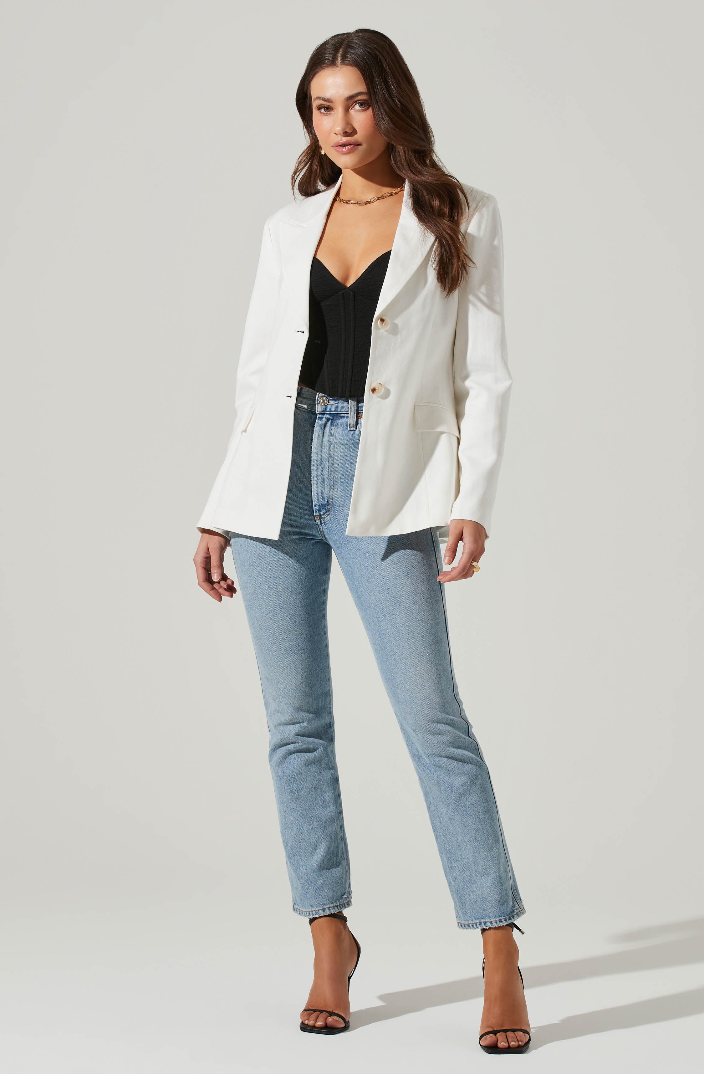 Fitted Buttoned Blazer-Aljck