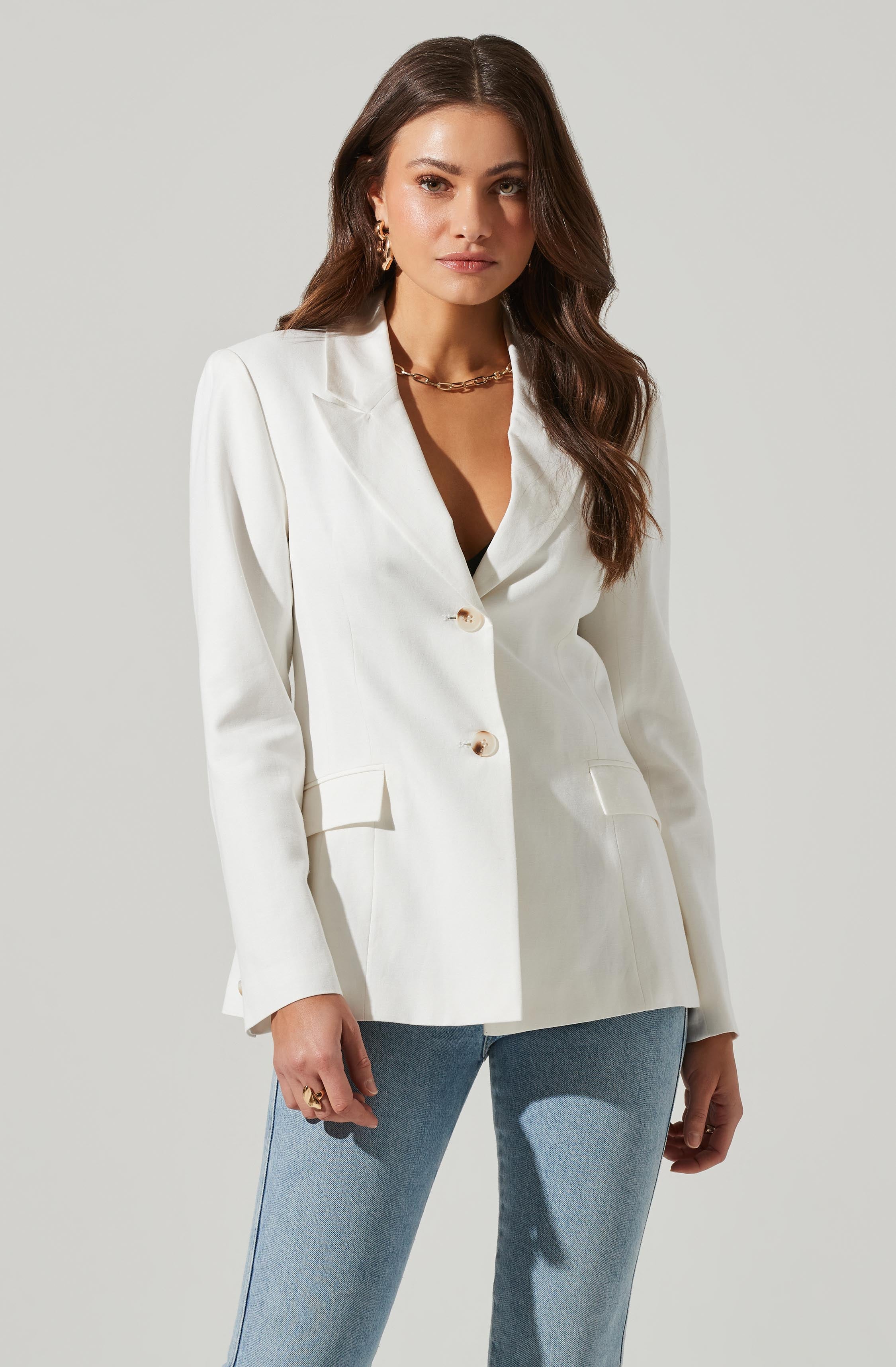 Fitted Buttoned Blazer-Aljck