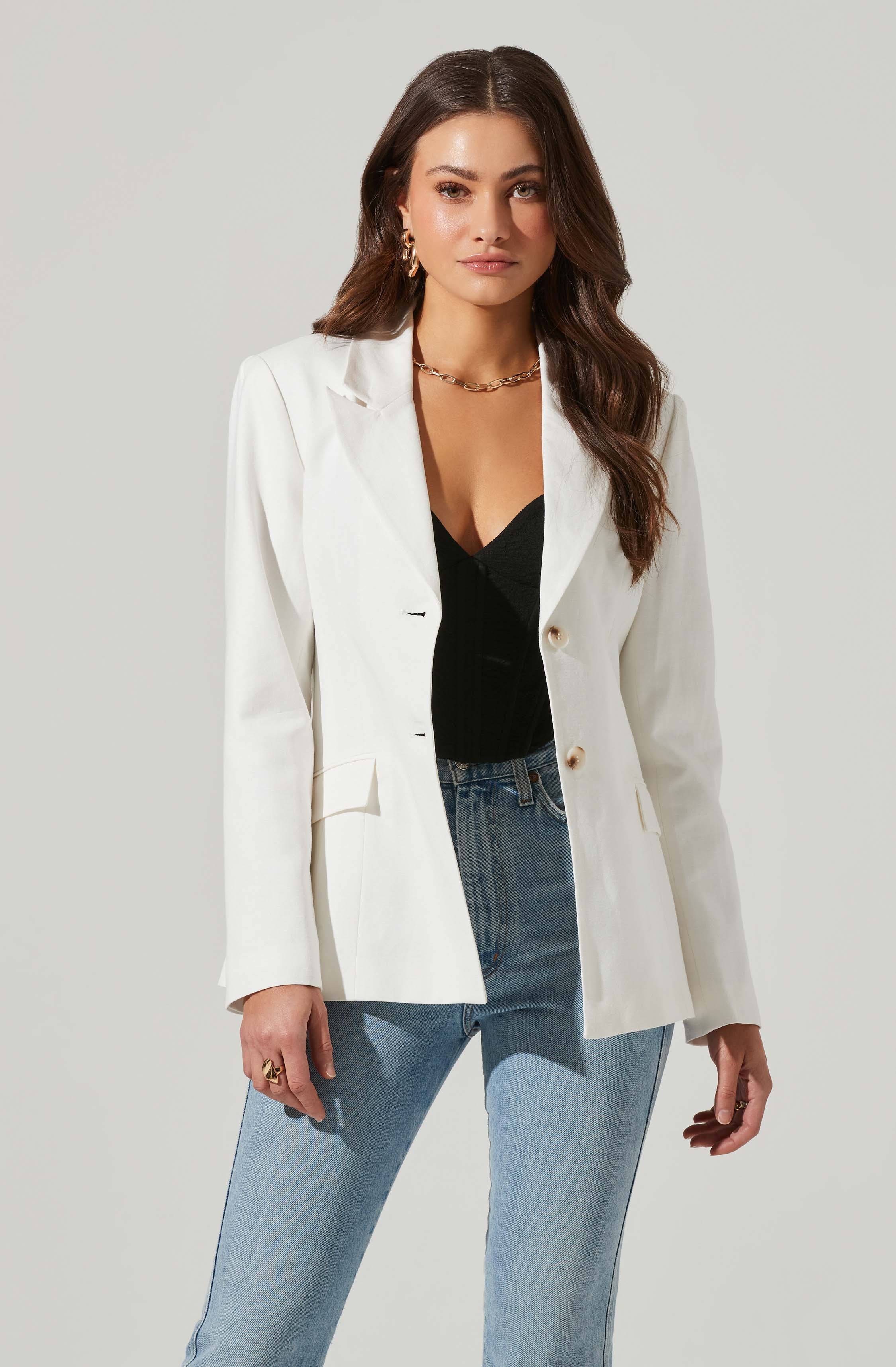 Fitted Buttoned Blazer-Aljck