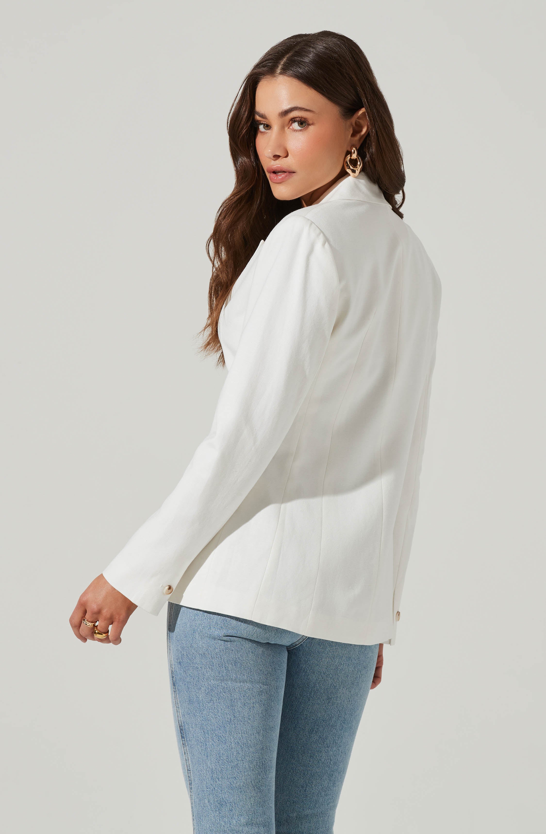 Fitted Buttoned Blazer-Aljck