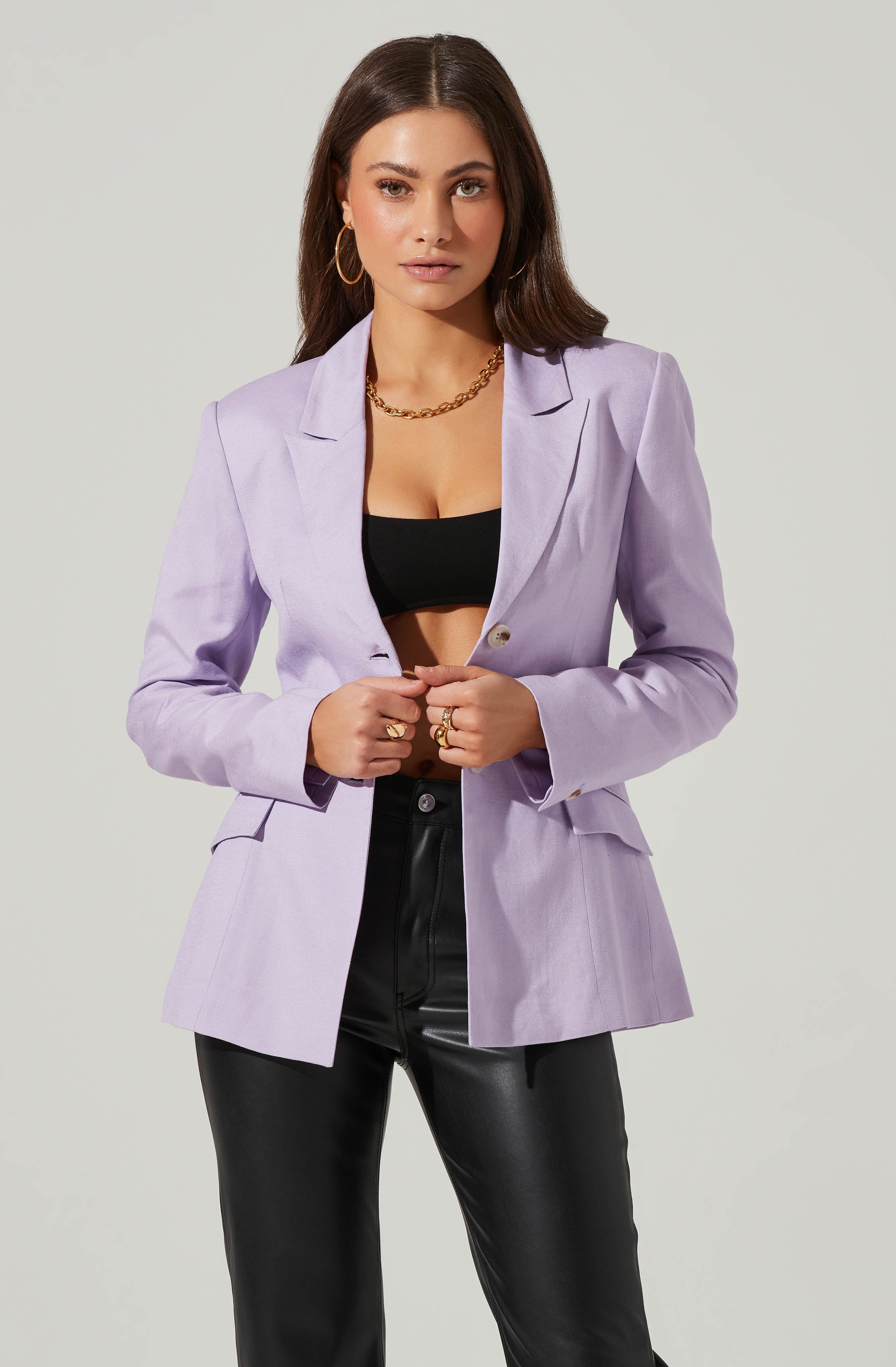 Fitted Buttoned Blazer-Aljck