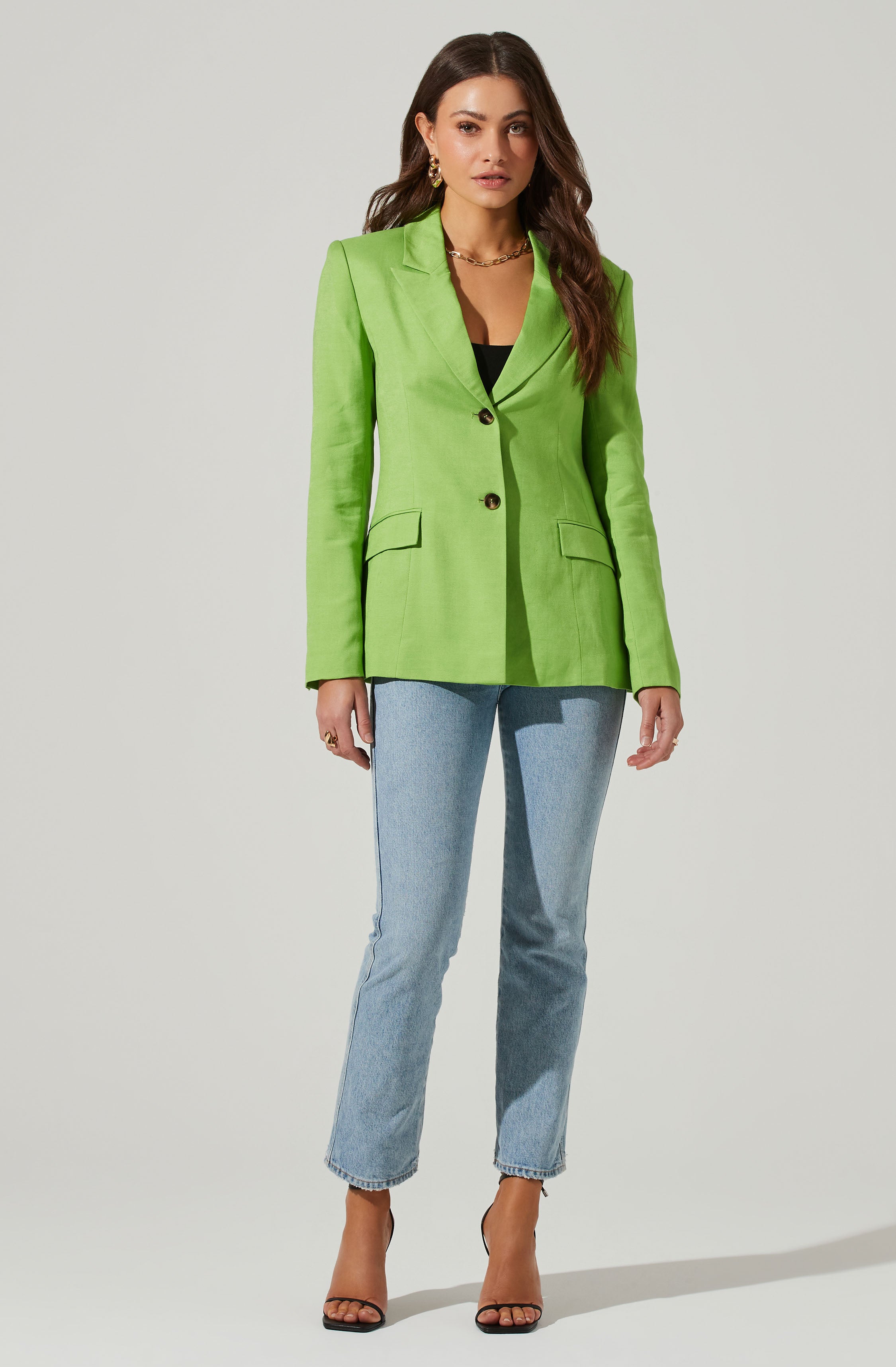 Fitted Buttoned Blazer-Aljck