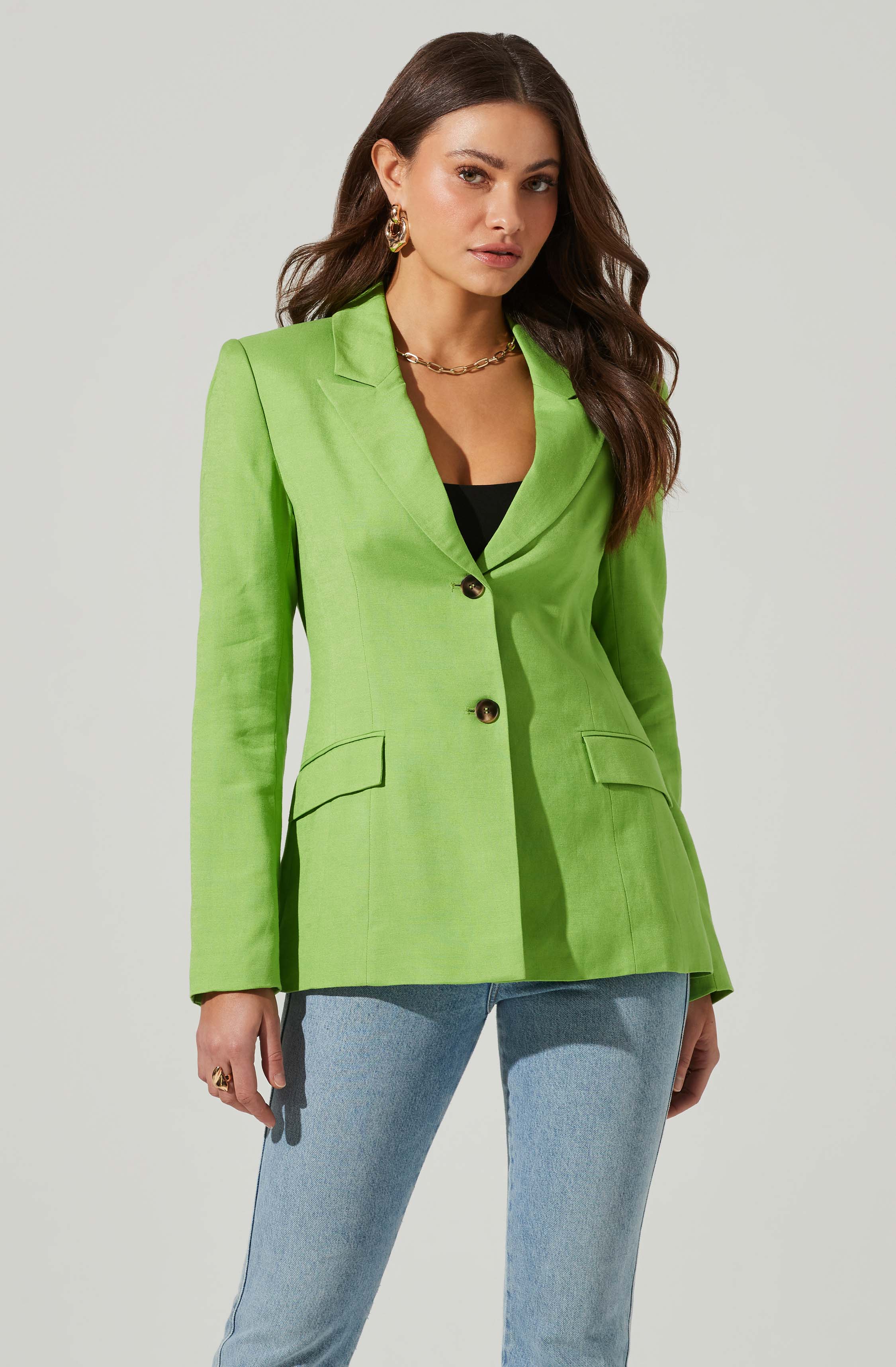 Fitted Buttoned Blazer-Aljck