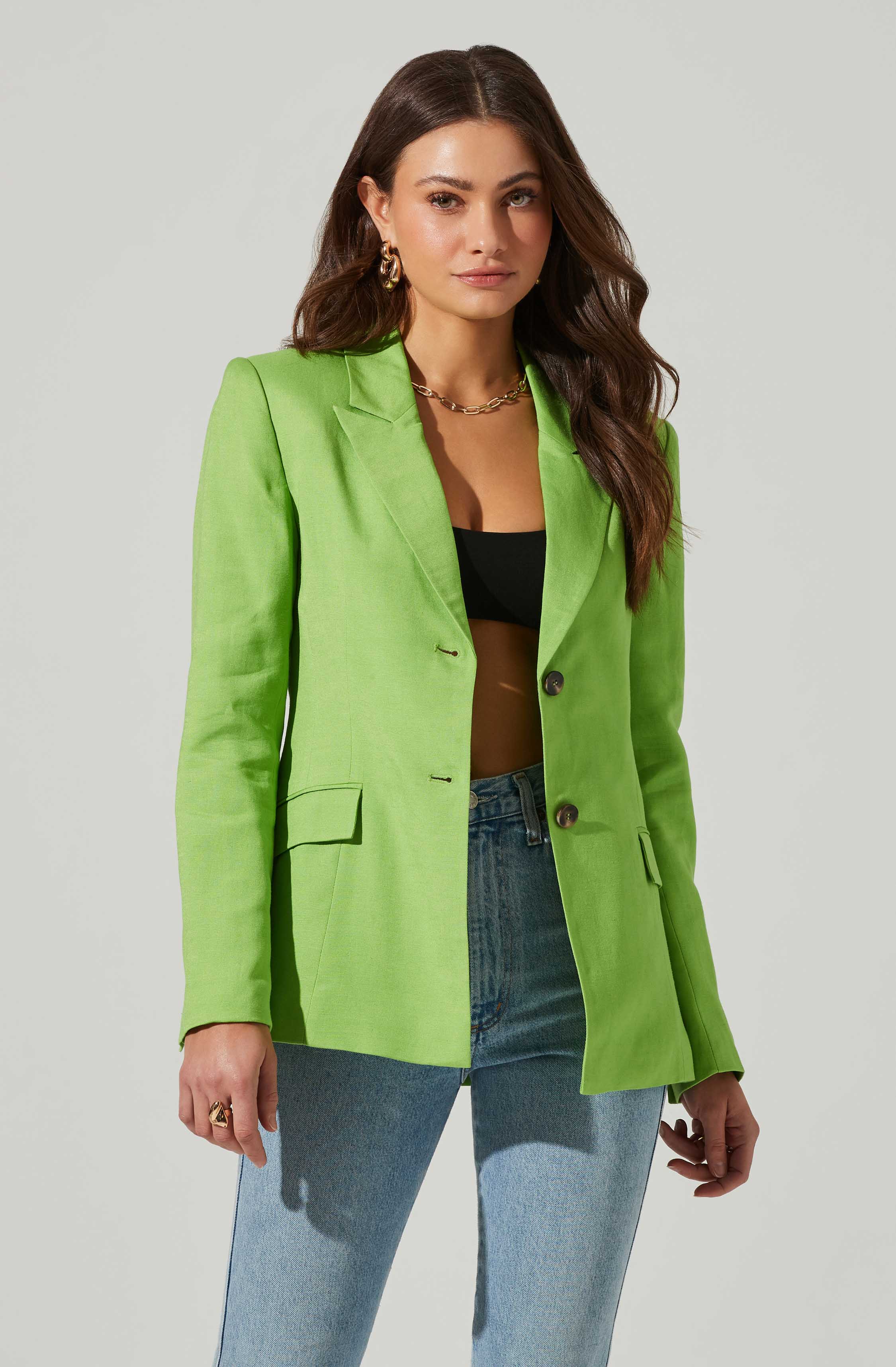 Fitted Buttoned Blazer-Aljck
