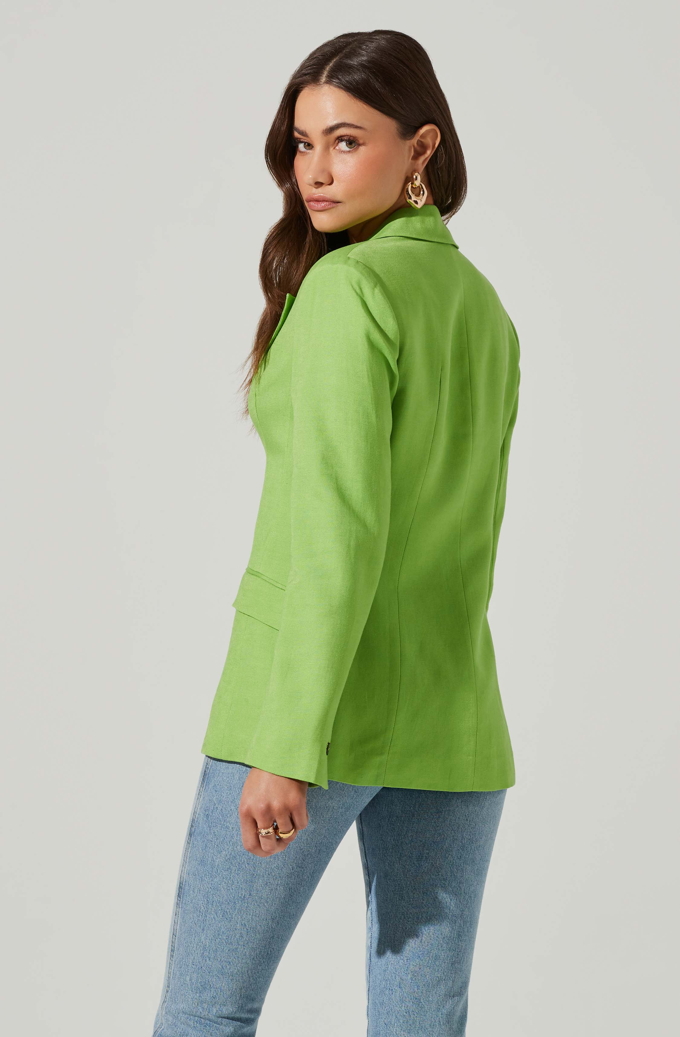 Fitted Buttoned Blazer-Aljck