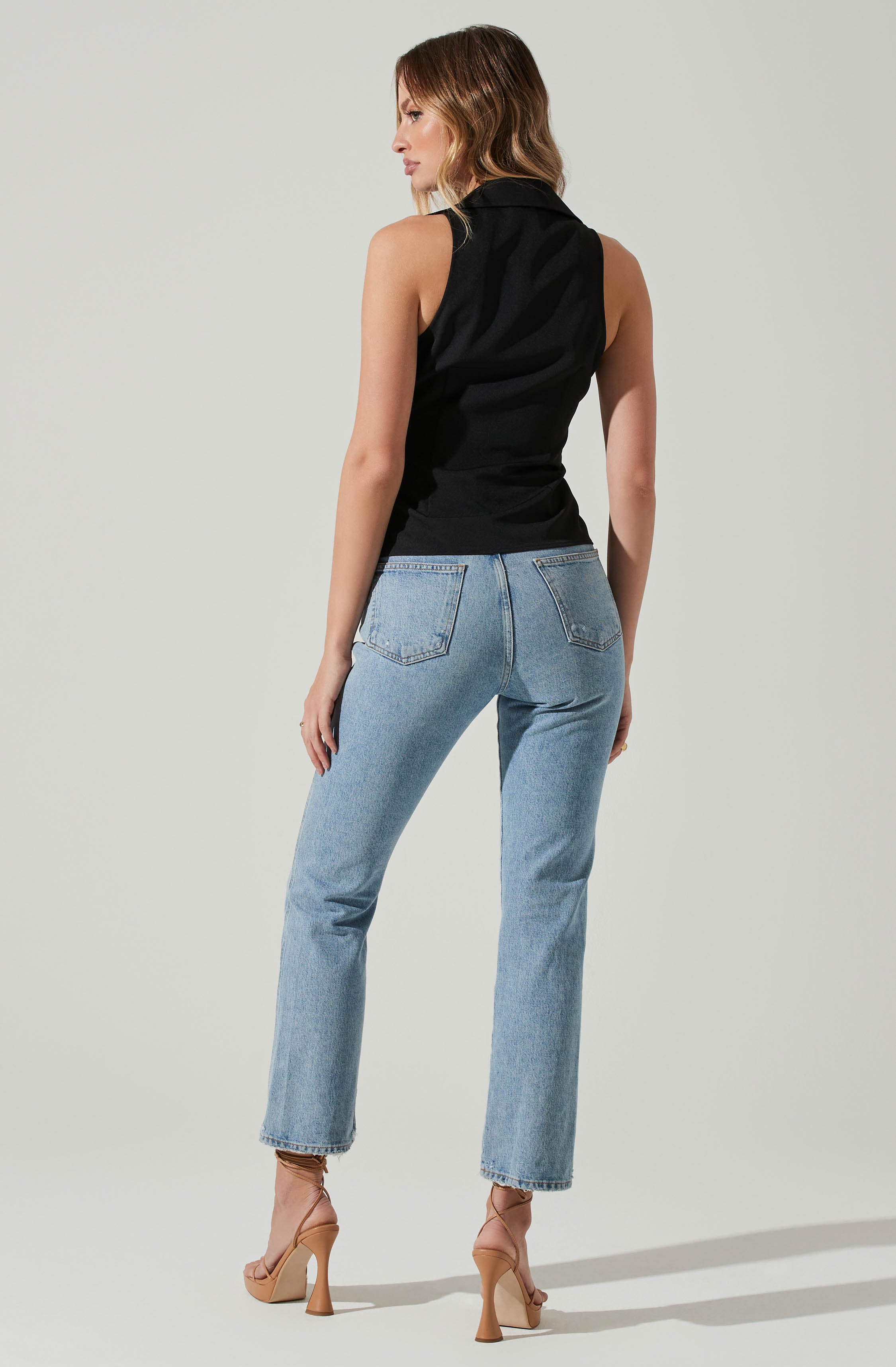 Twist Front Collared Top-Aljck