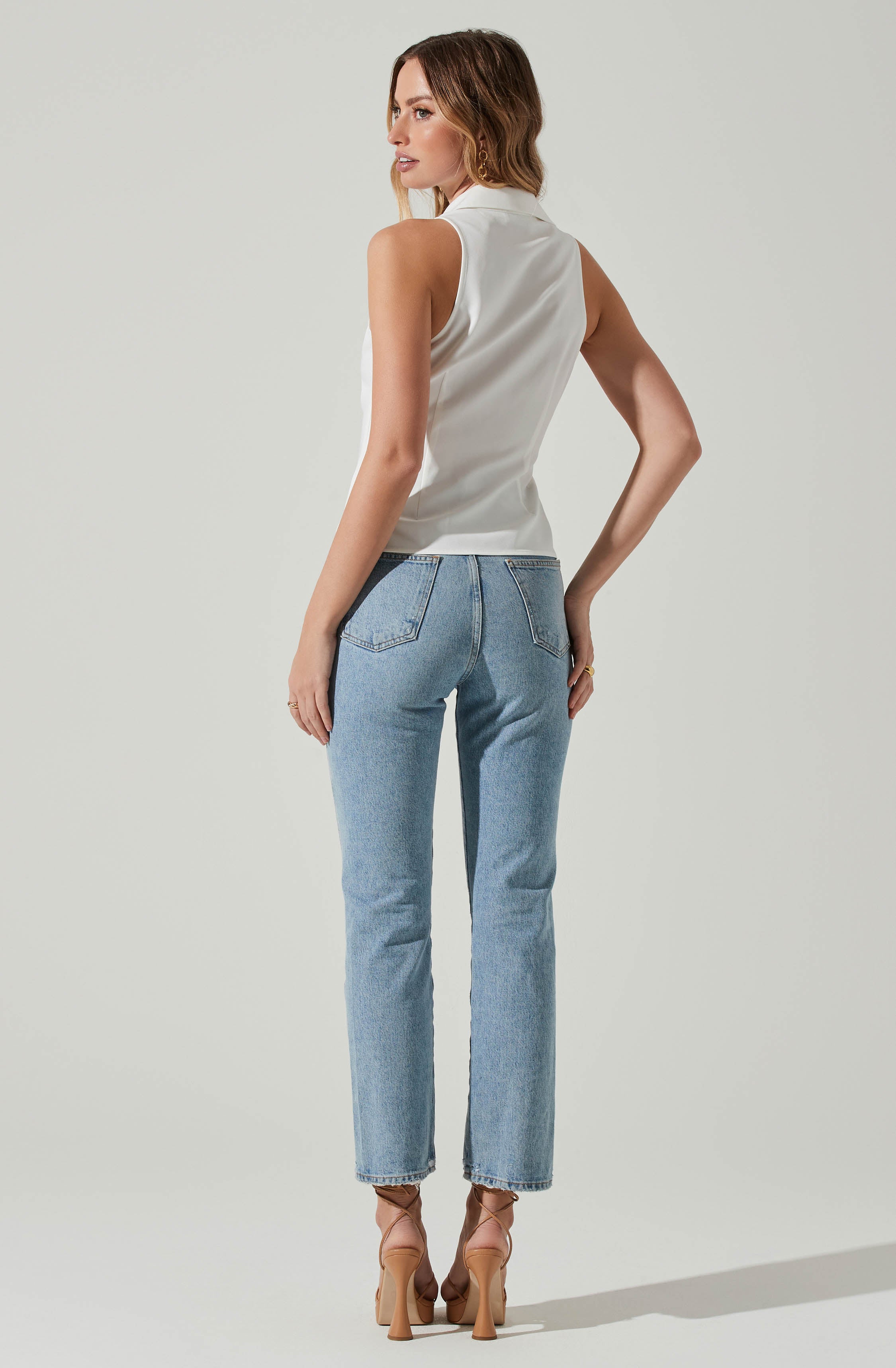 Twist Front Collared Top-Aljck