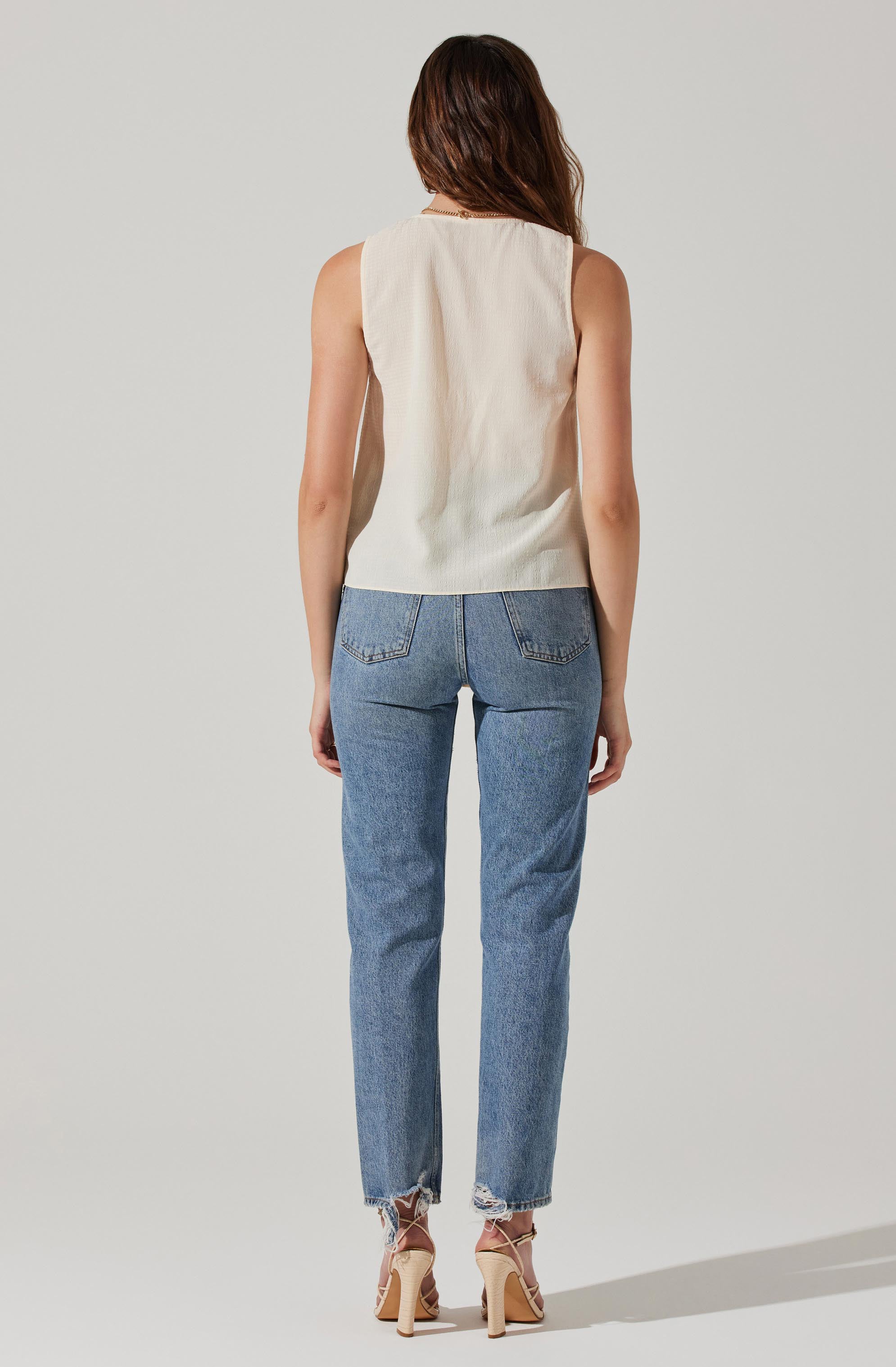 Ruched Front V-Neck Top-Aljck