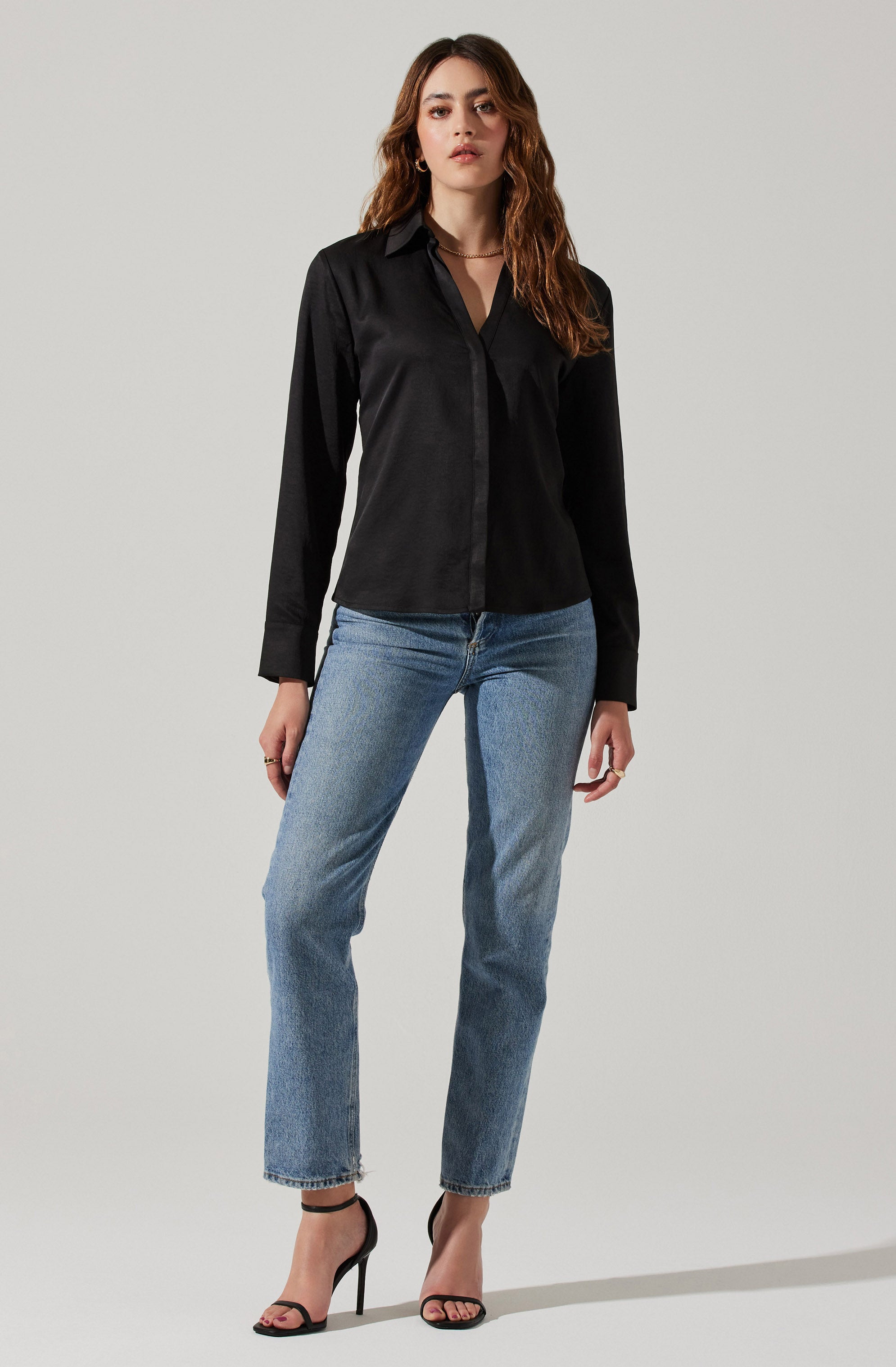 Tie Back Corset Button Up Top-Aljck