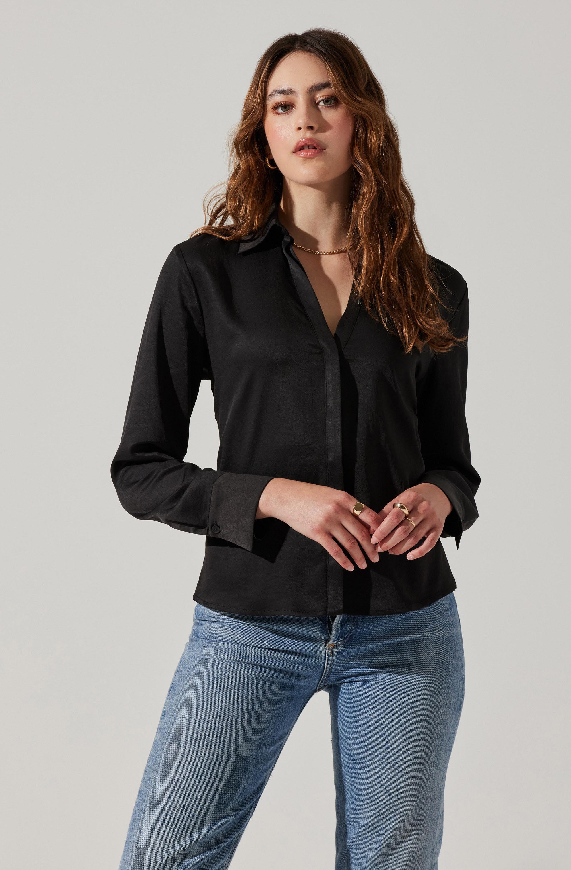 Tie Back Corset Button Up Top-Aljck