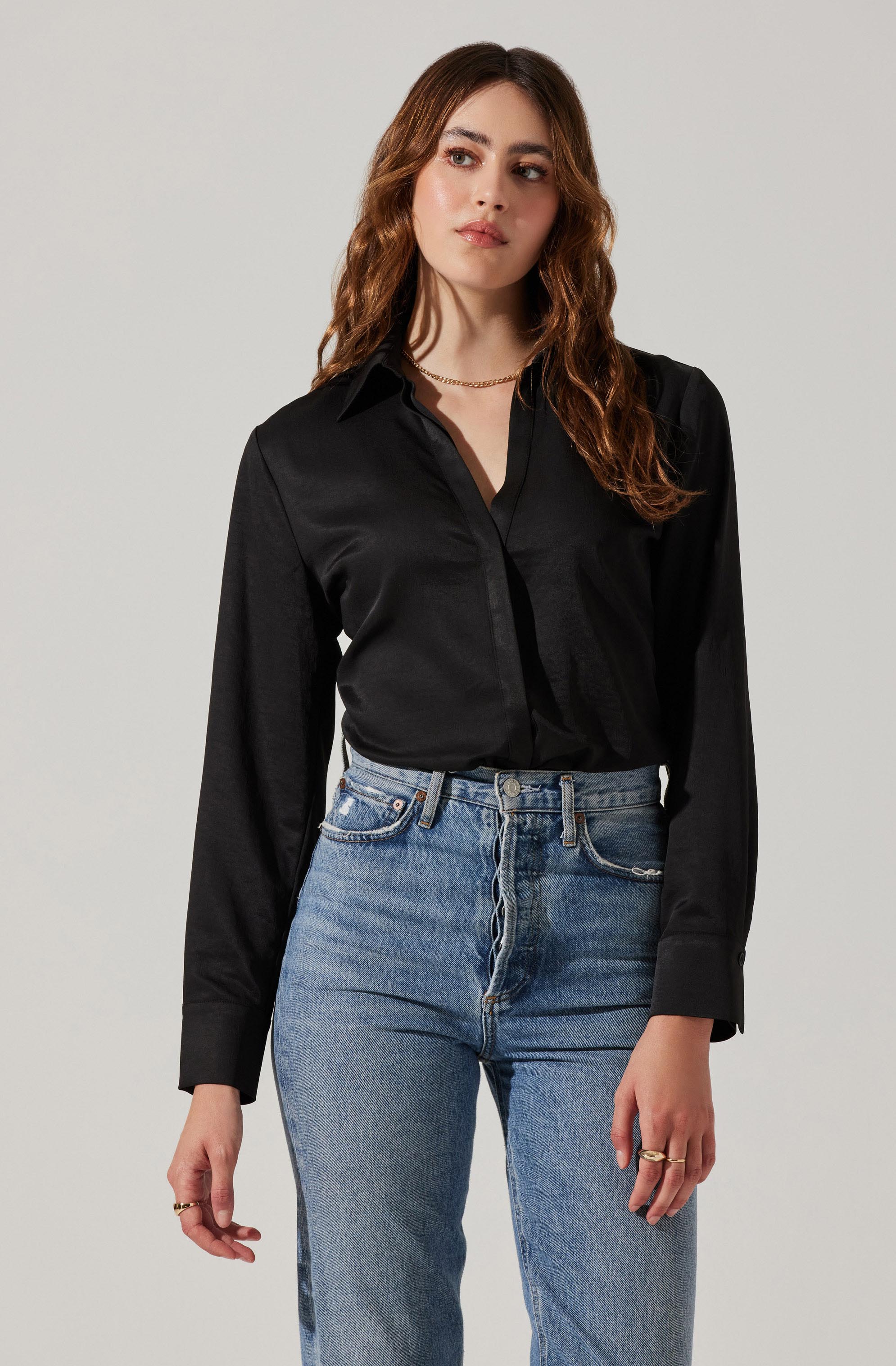 Tie Back Corset Button Up Top-Aljck