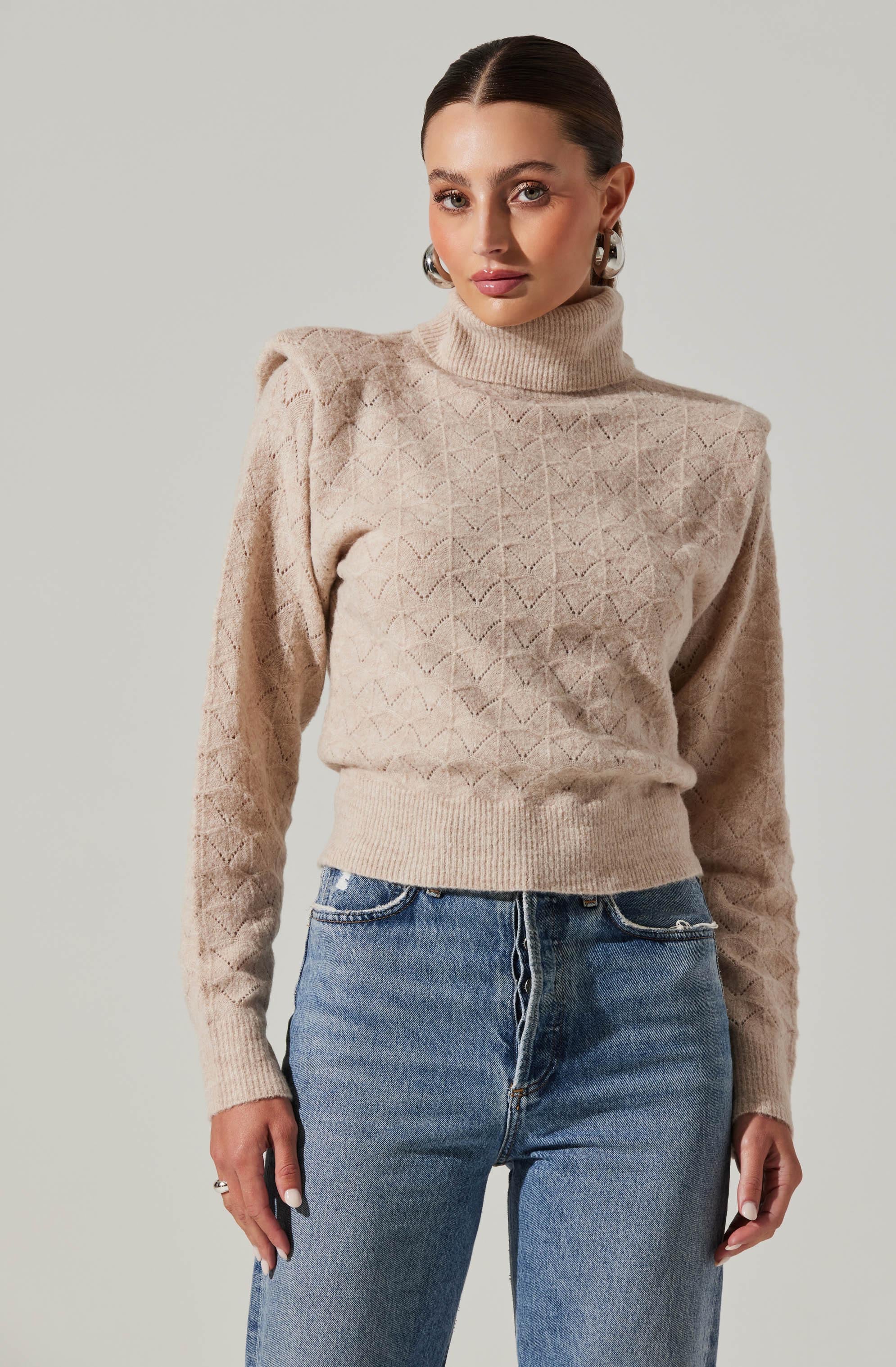 Textured Turtleneck Sweater-Aljck
