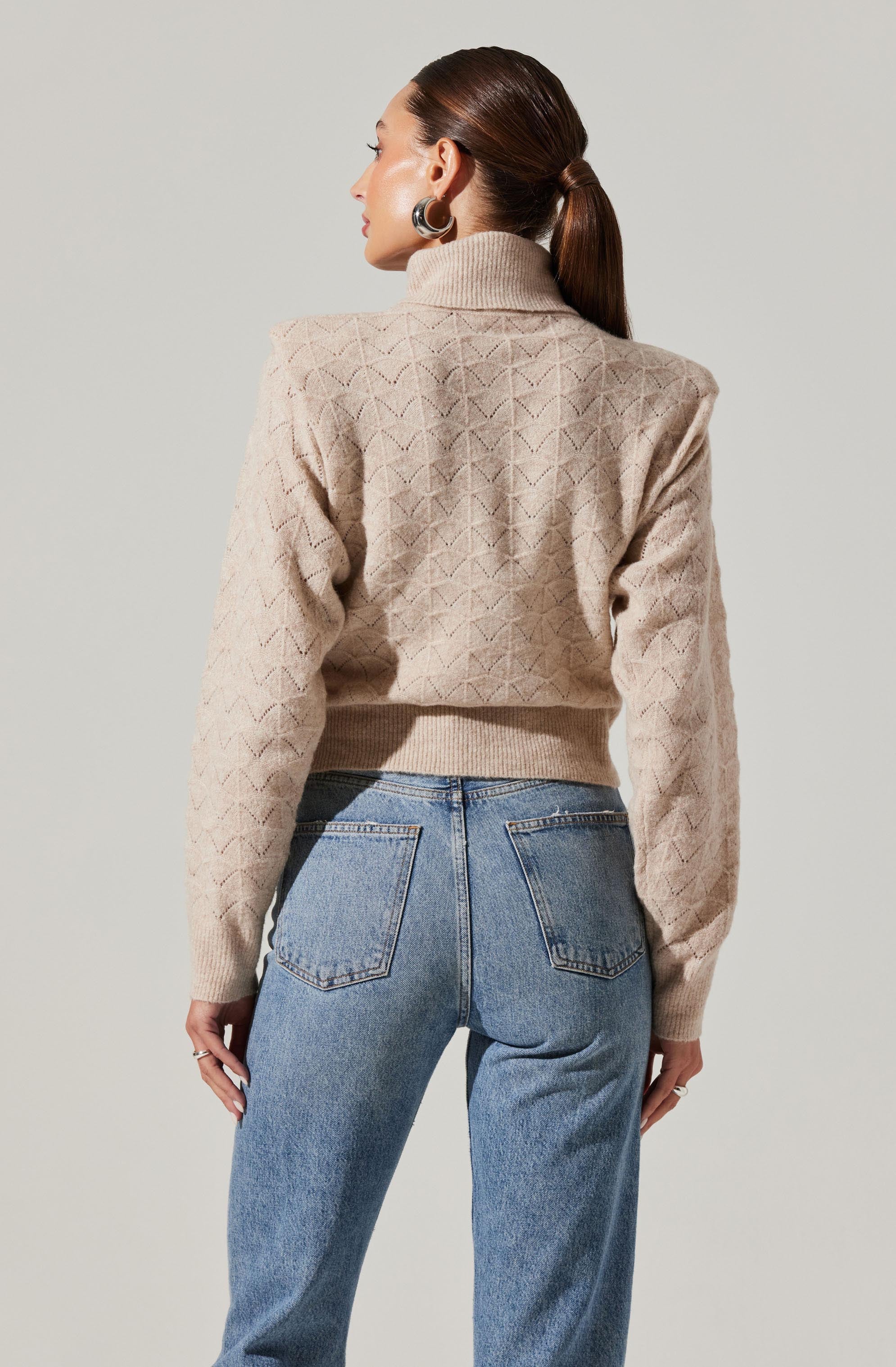 Textured Turtleneck Sweater-Aljck