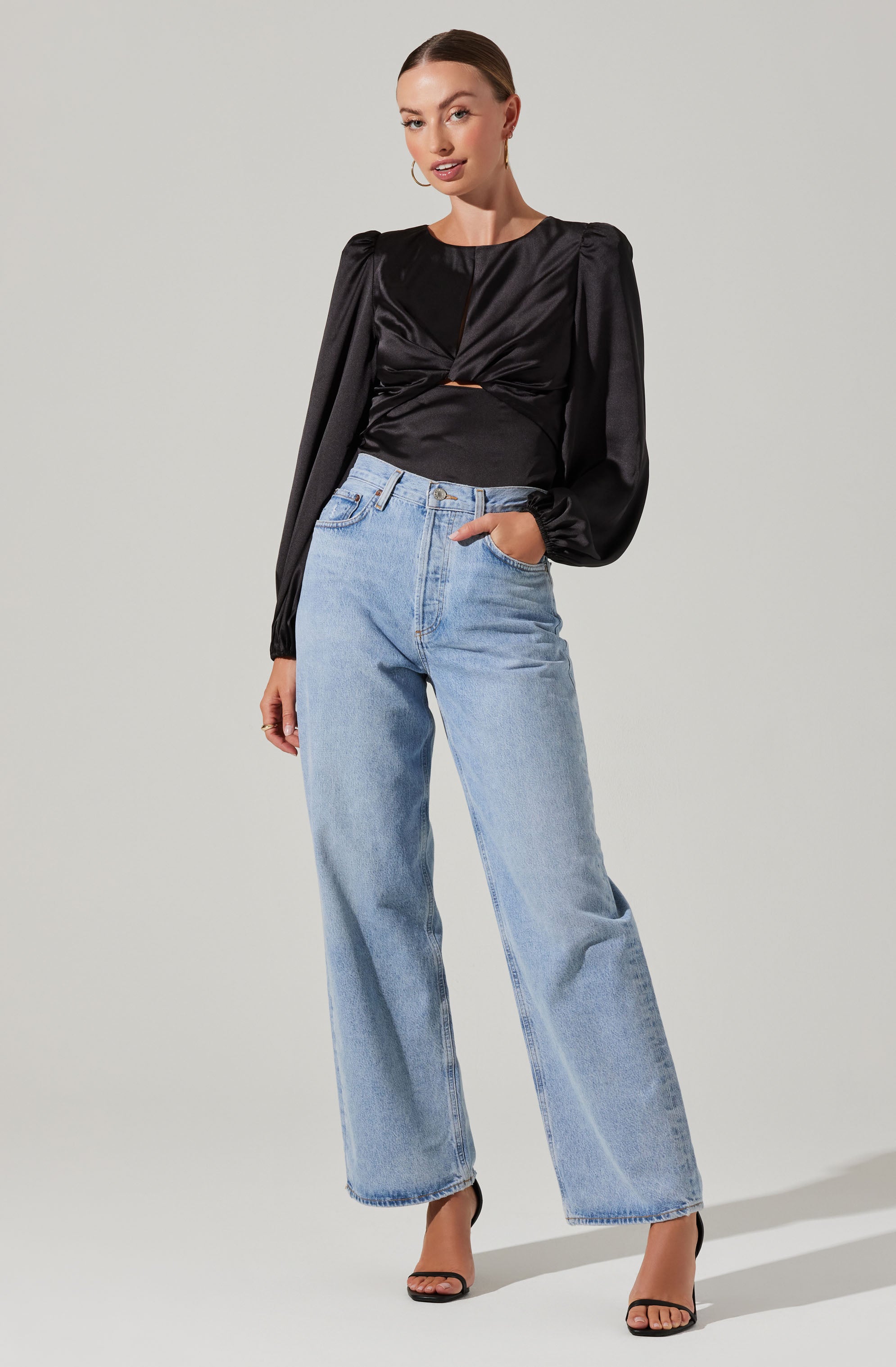 Bishop Sleeve Twist Top-Aljck