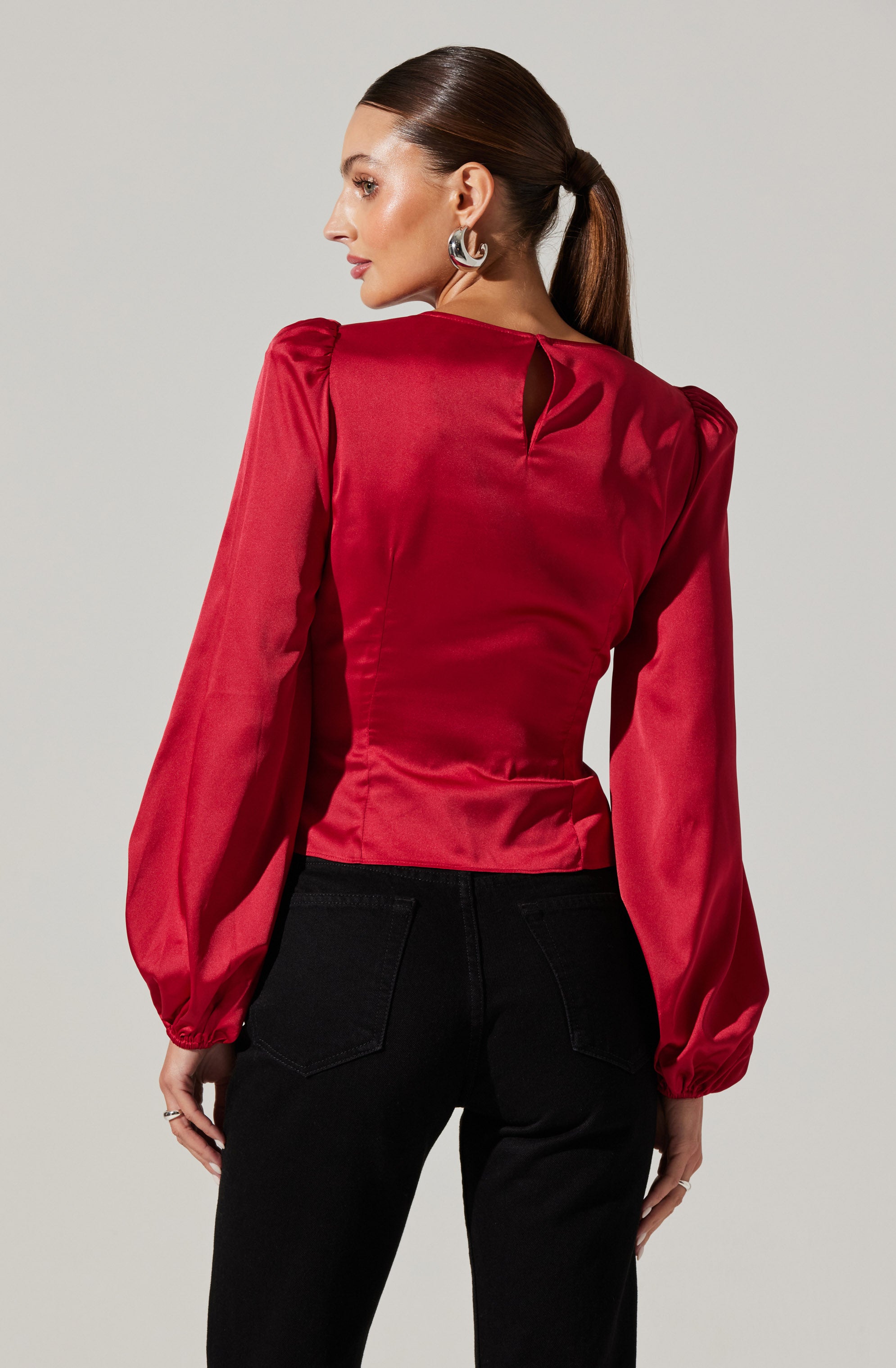 Bishop Sleeve Twist Top-Aljck