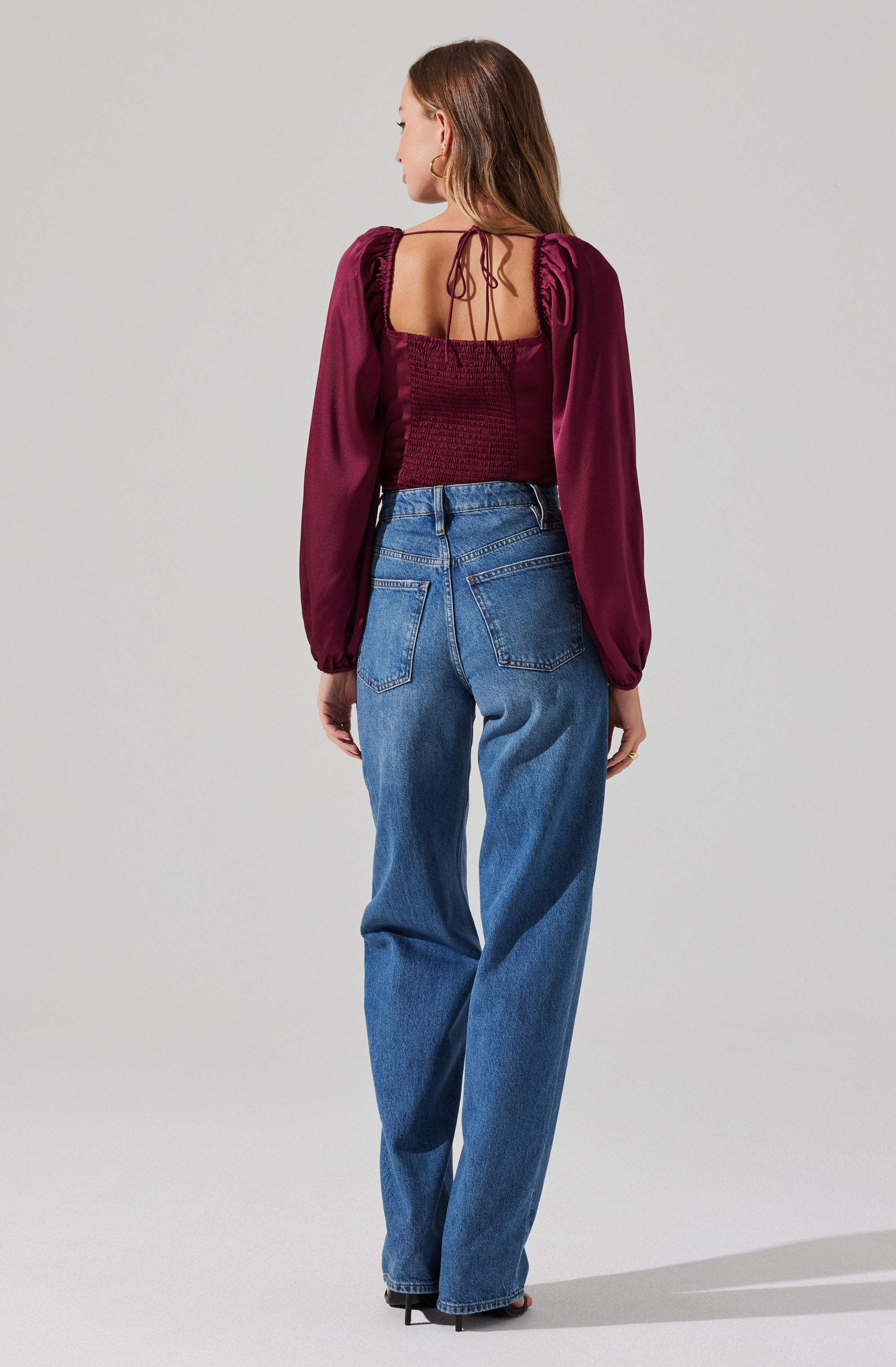 Ruched Bustier Puff Sleeve Top-Aljck