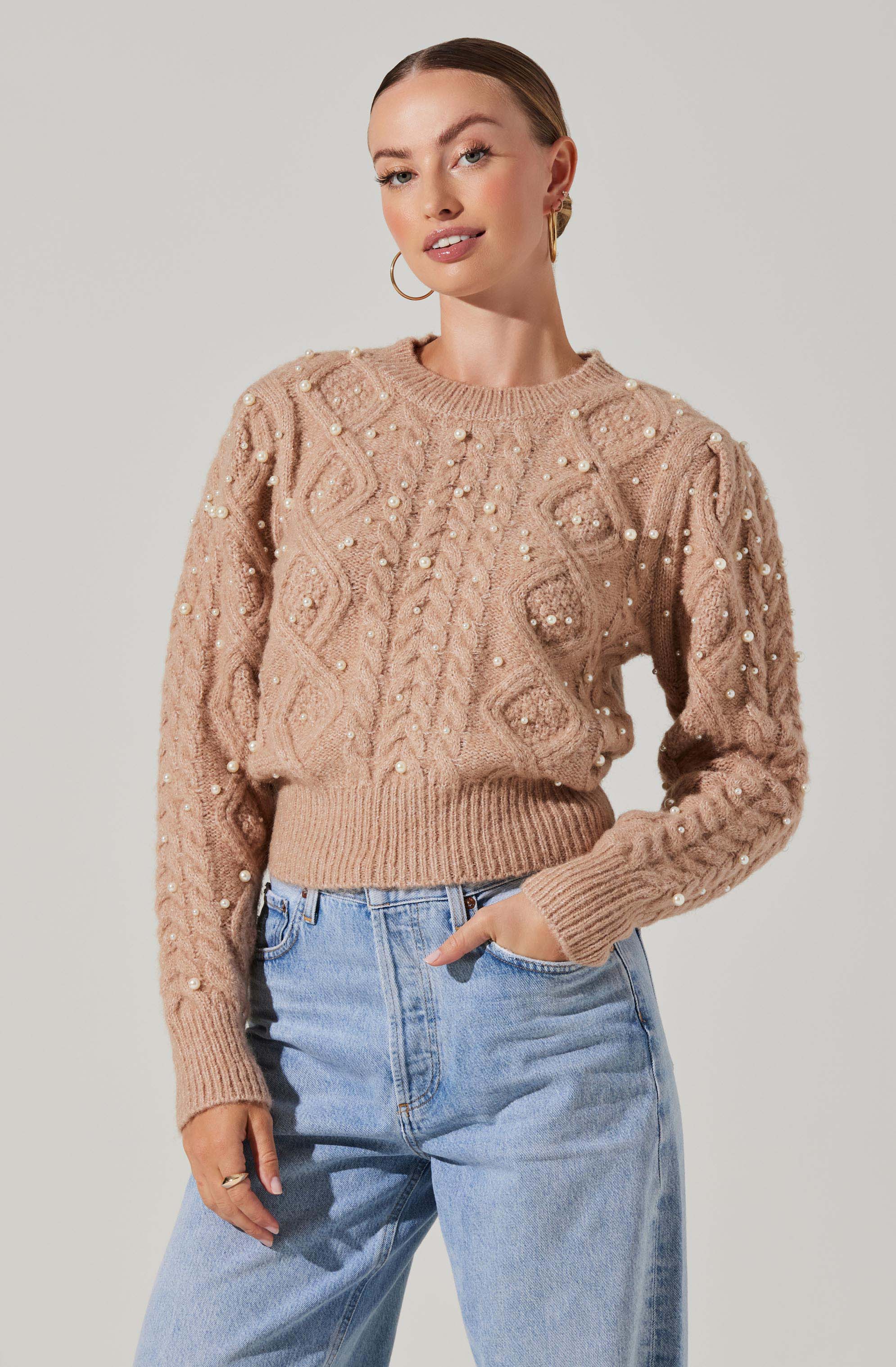 Pearl Embellished Sweater-Aljck