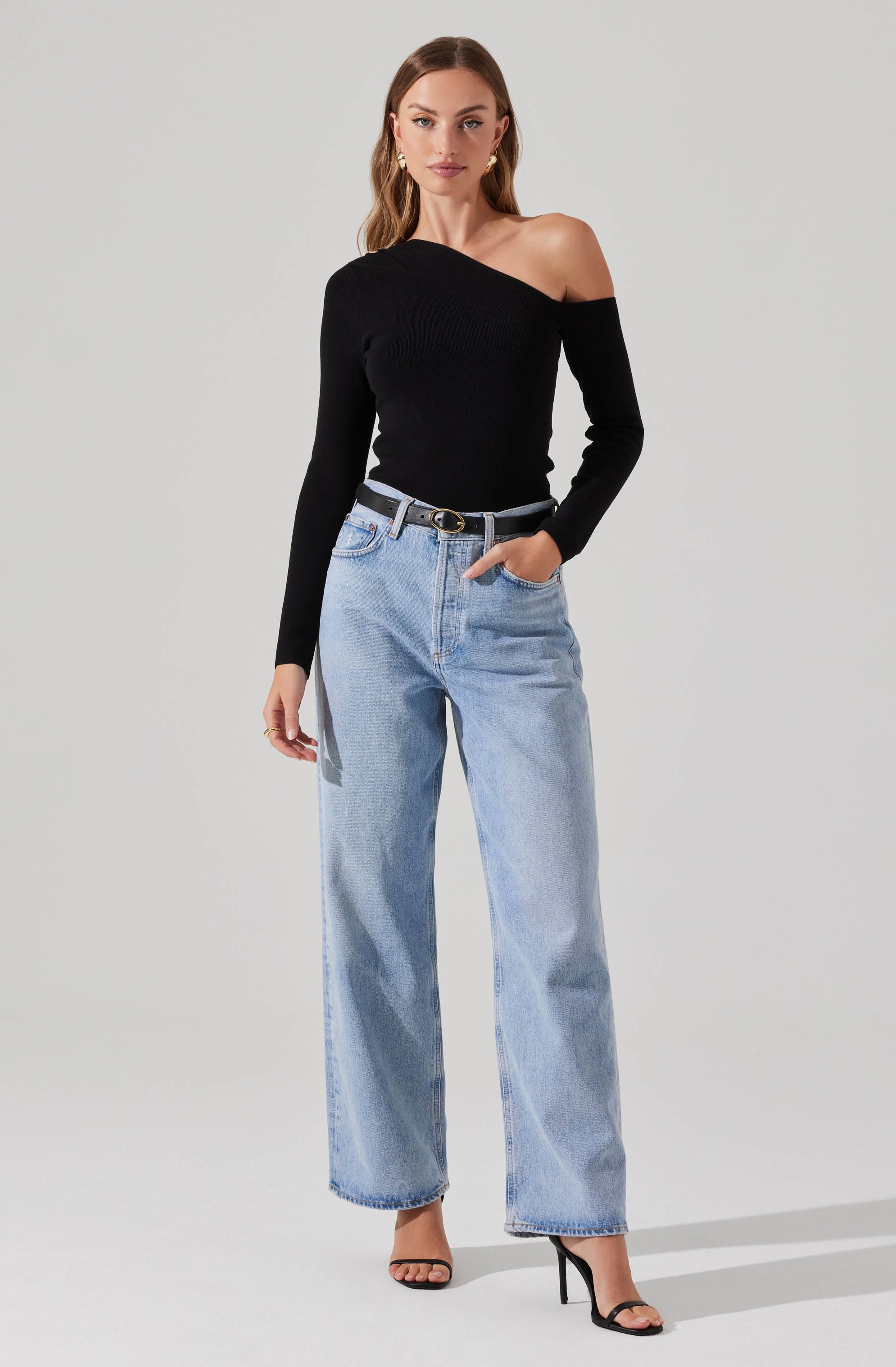 Asymmetrical Long Sleeve Sweater-Aljck