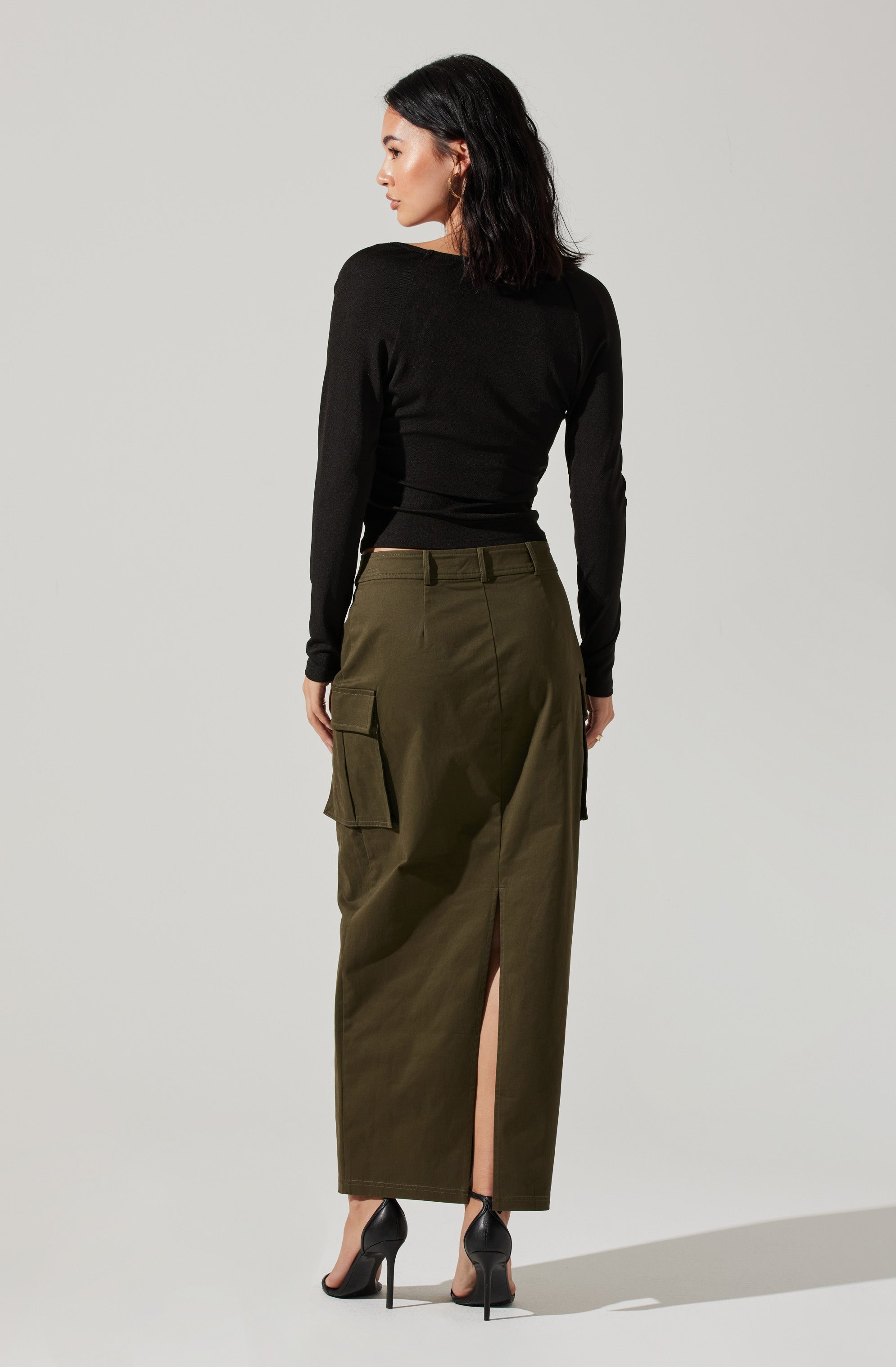 Surplice Long Sleeve Knit Top-Aljck