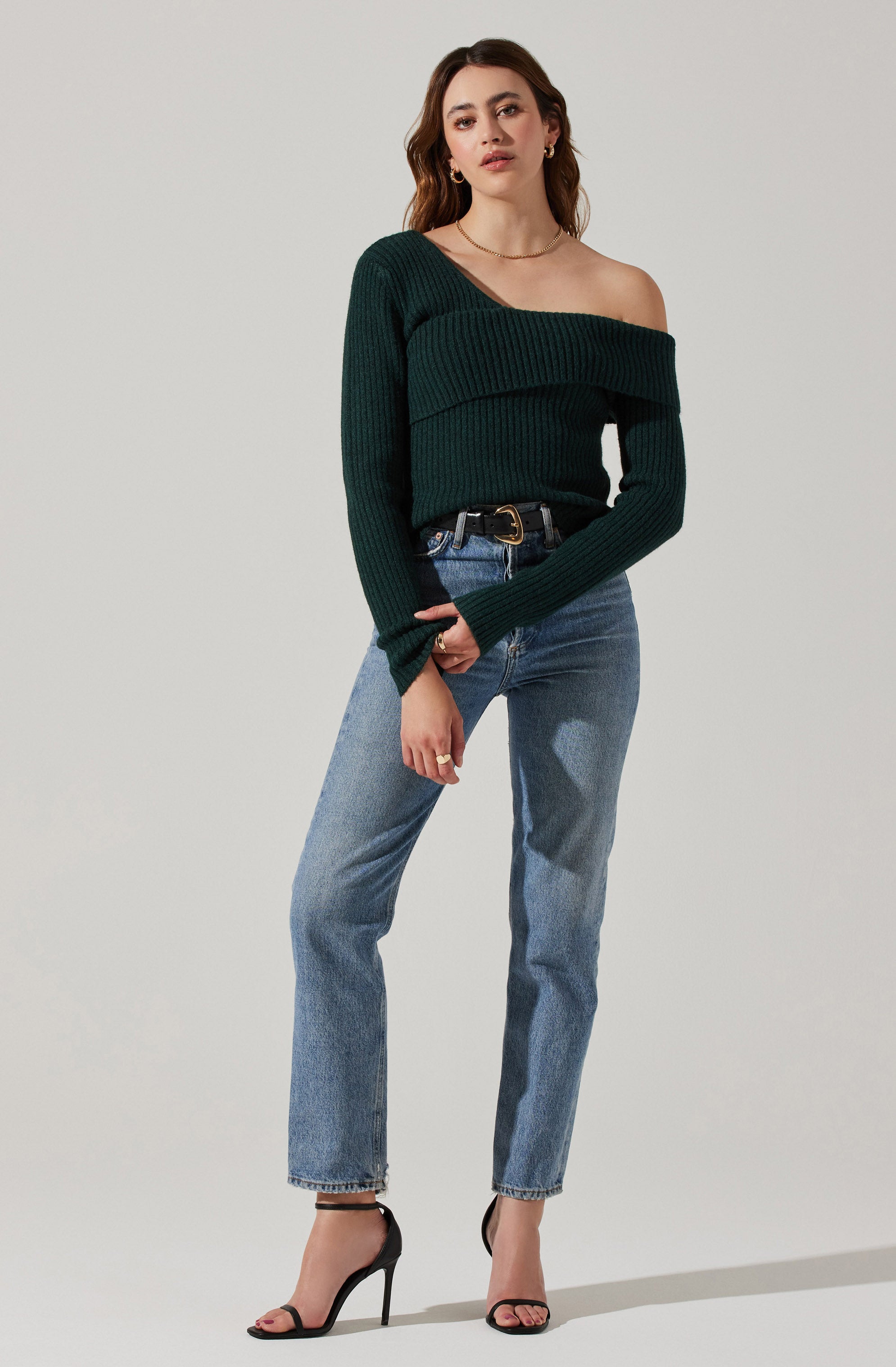 Asymmetrical Foldover Sweater-Aljck