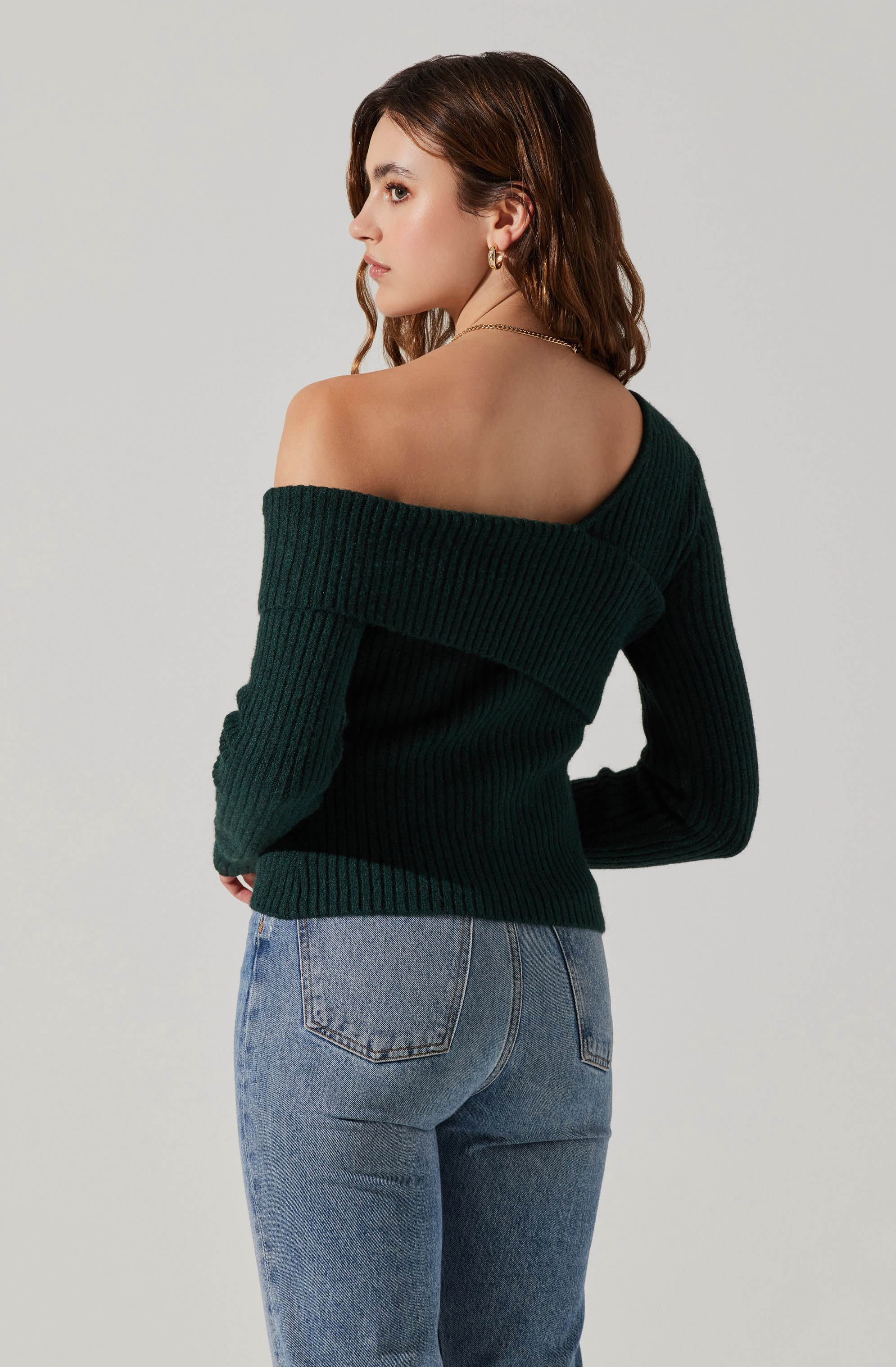 Asymmetrical Foldover Sweater-Aljck
