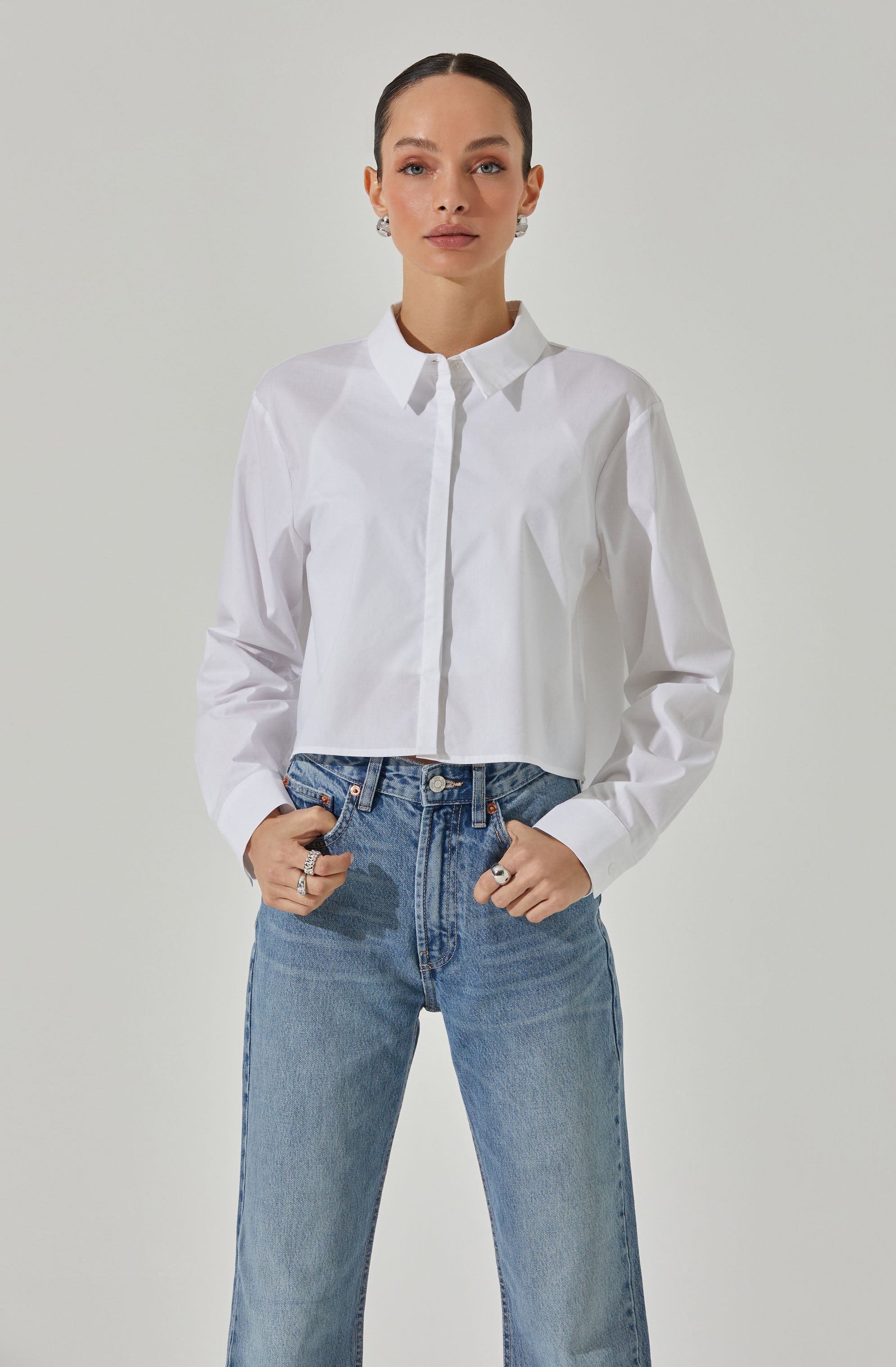 Cropped Tie Back Collared Shirt-Aljck