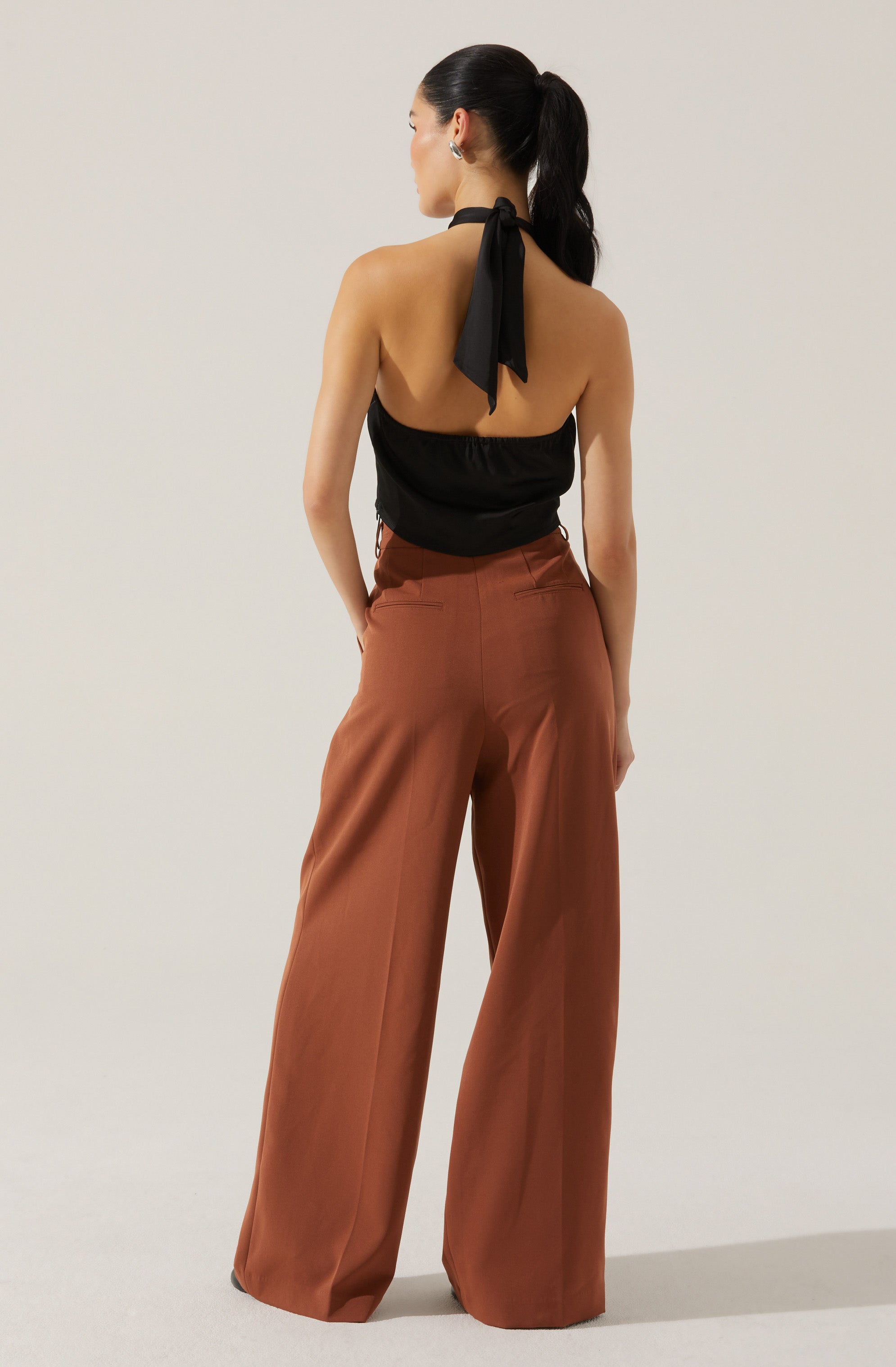 Draped Halter Neck Top-Aljck