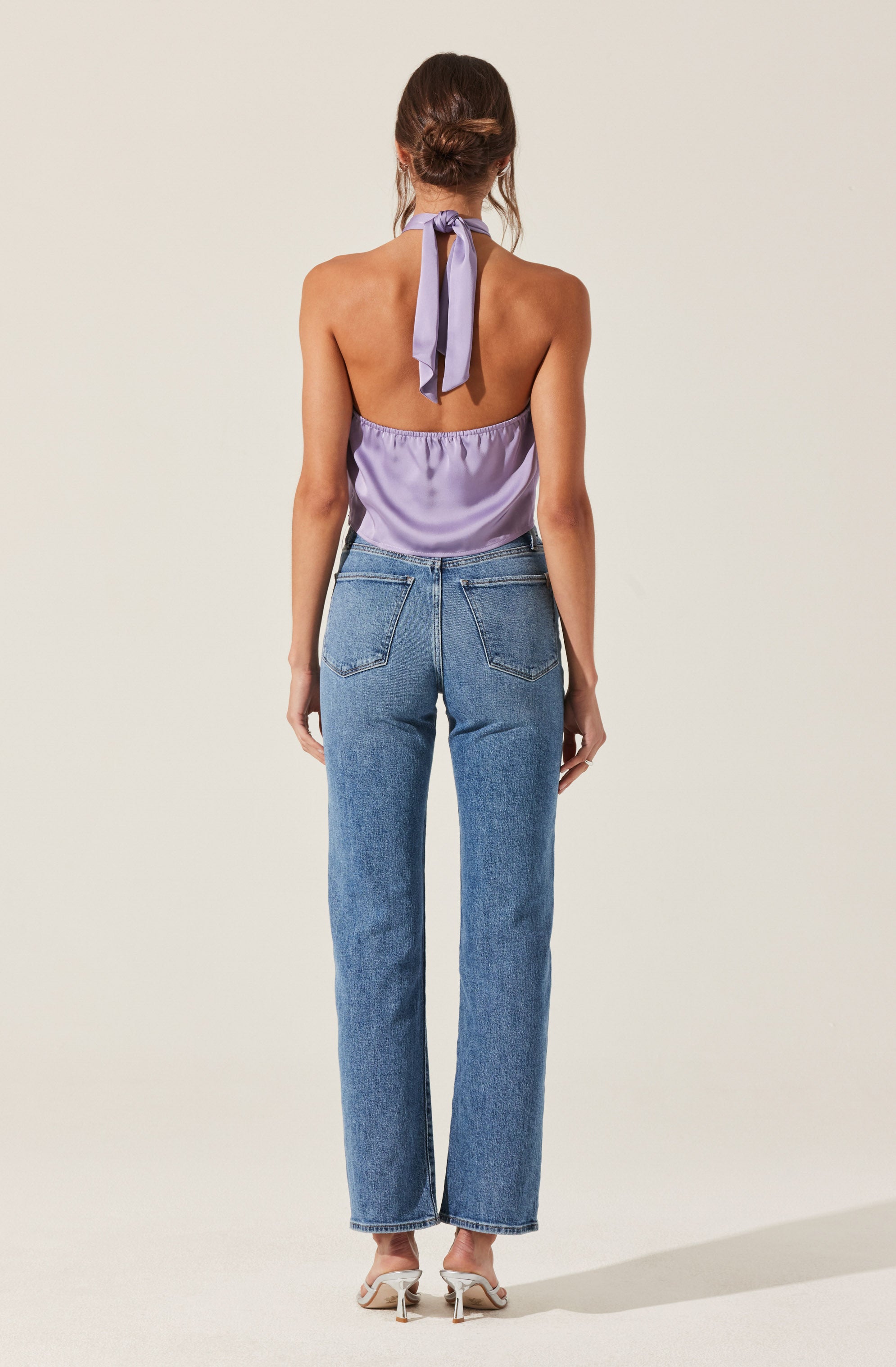 Draped Halter Neck Top-Aljck