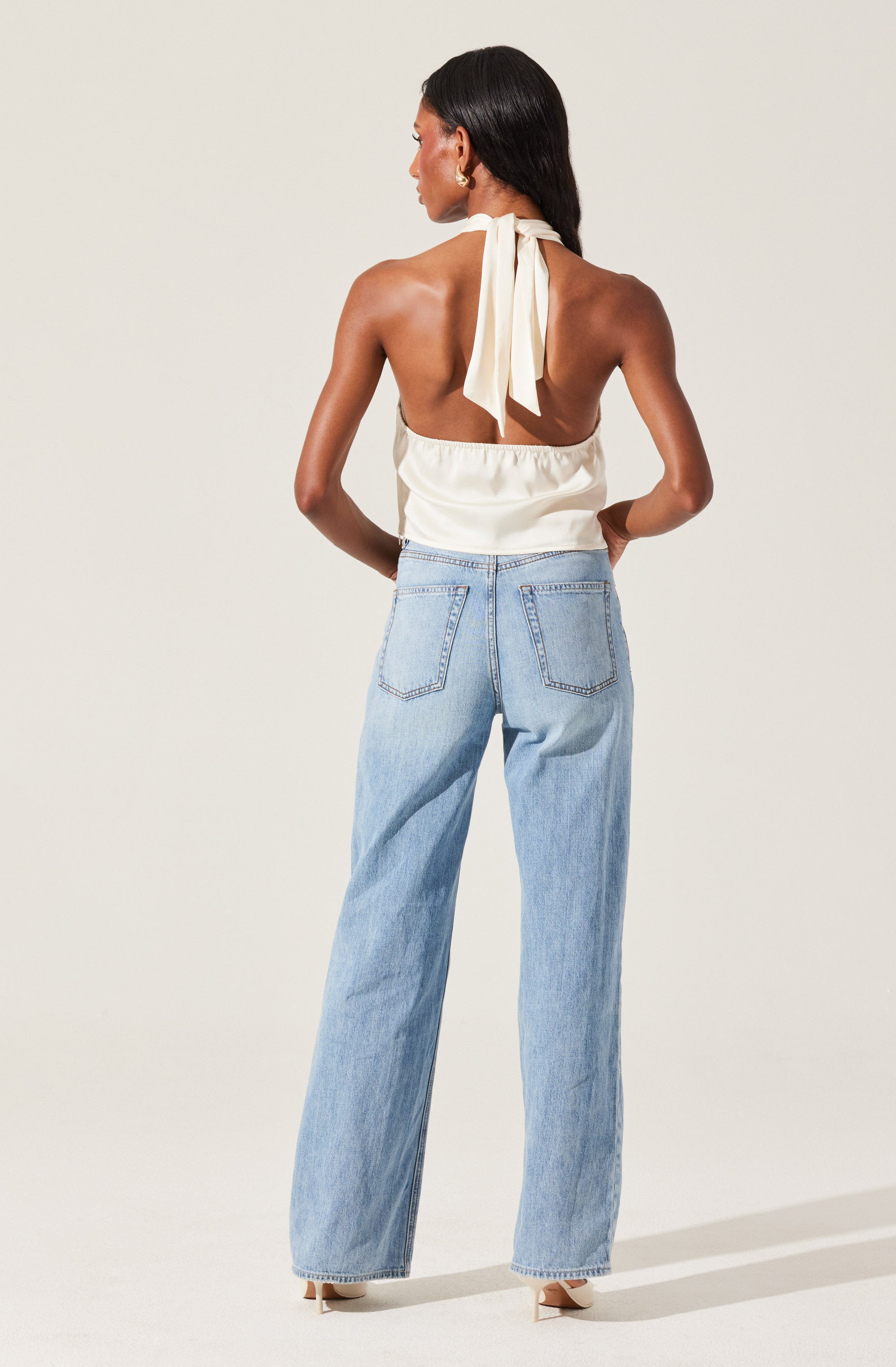 Draped Halter Neck Top-Aljck