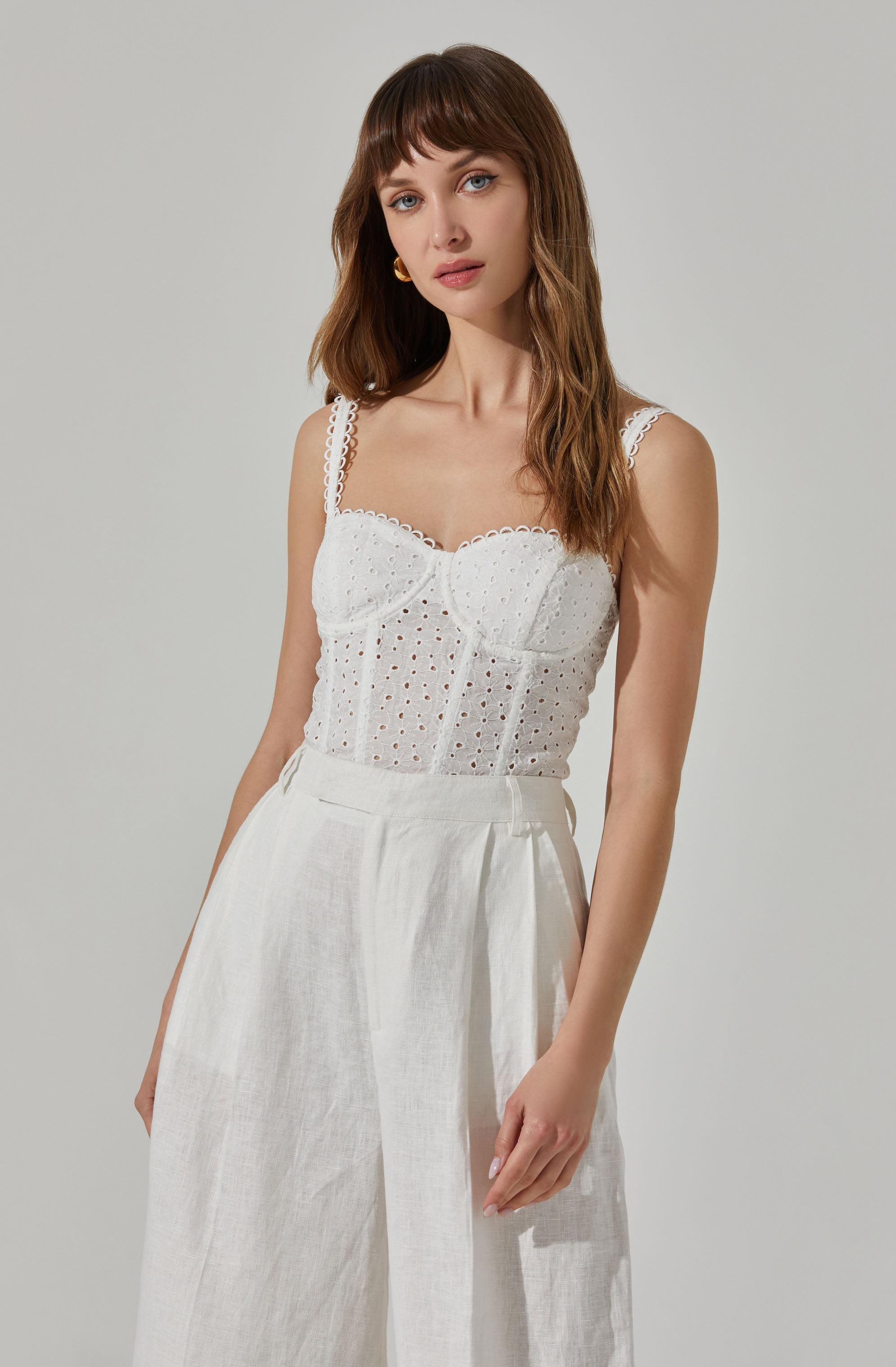 Eyelet Corset Top-Aljck
