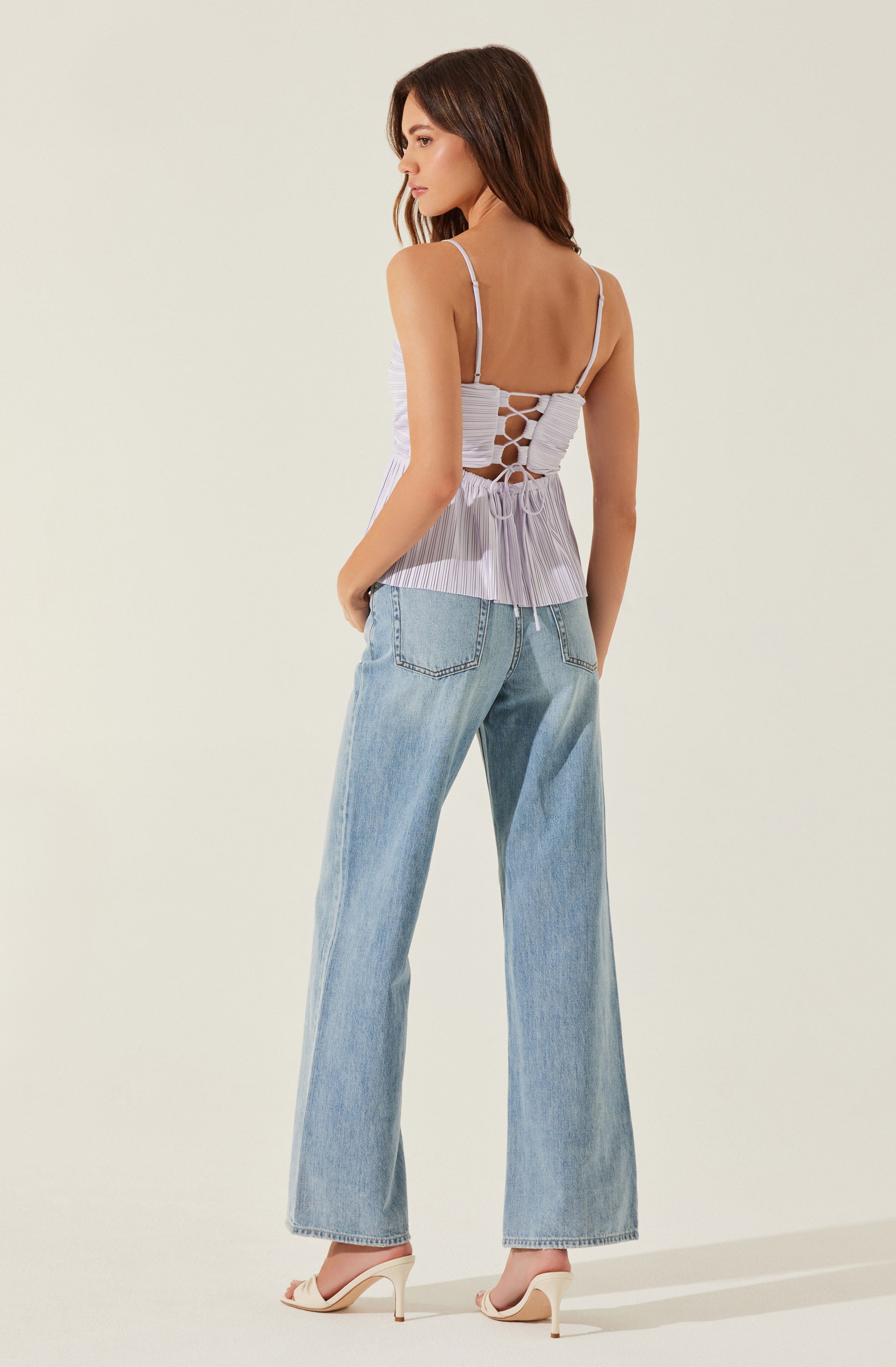 Twist Front Plisse Tank Top-Aljck