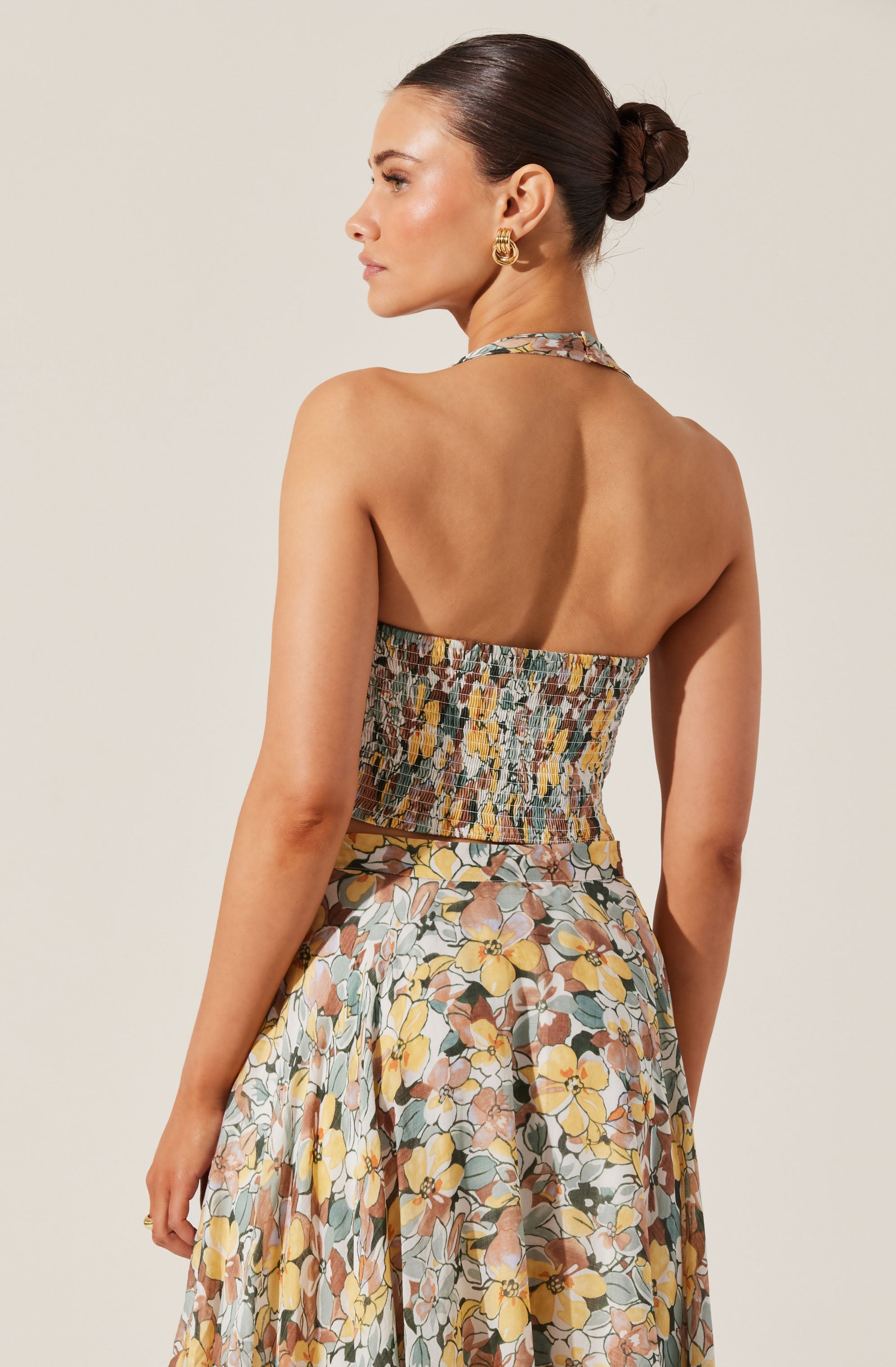 Floral Halter Neck Bustier Top-Aljck