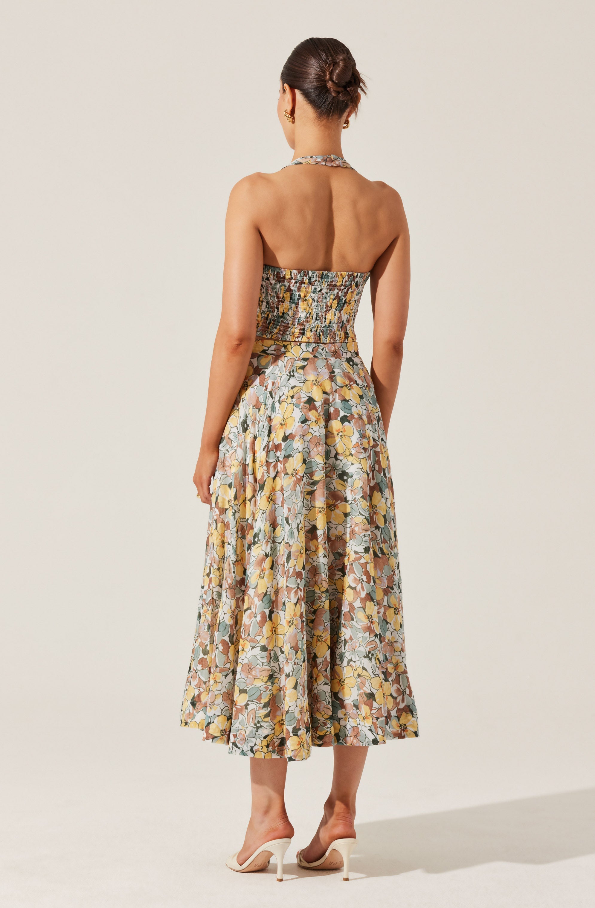 Floral Halter Neck Bustier Top-Aljck