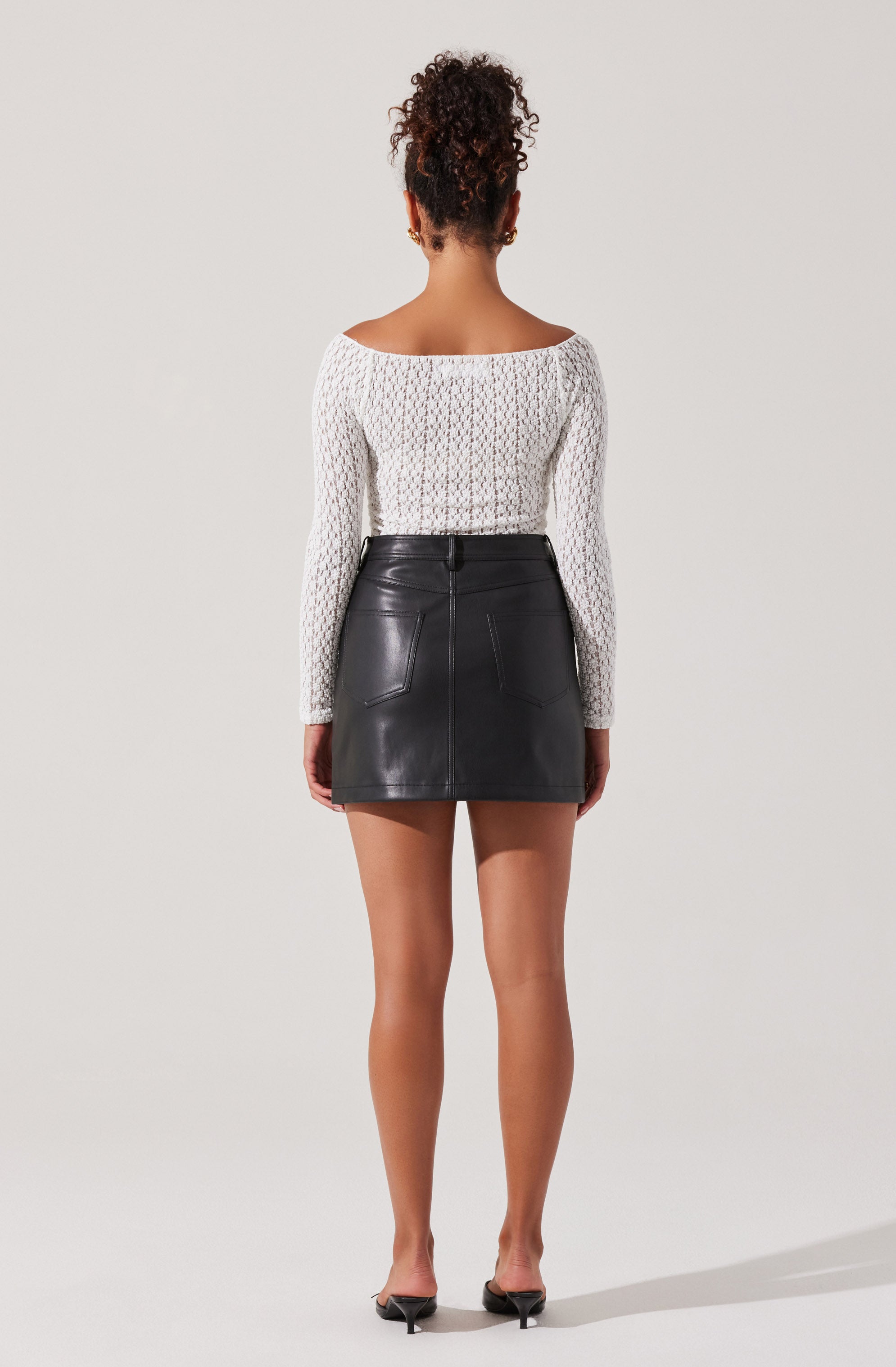 Boat Neck Open Knit Top-Aljck