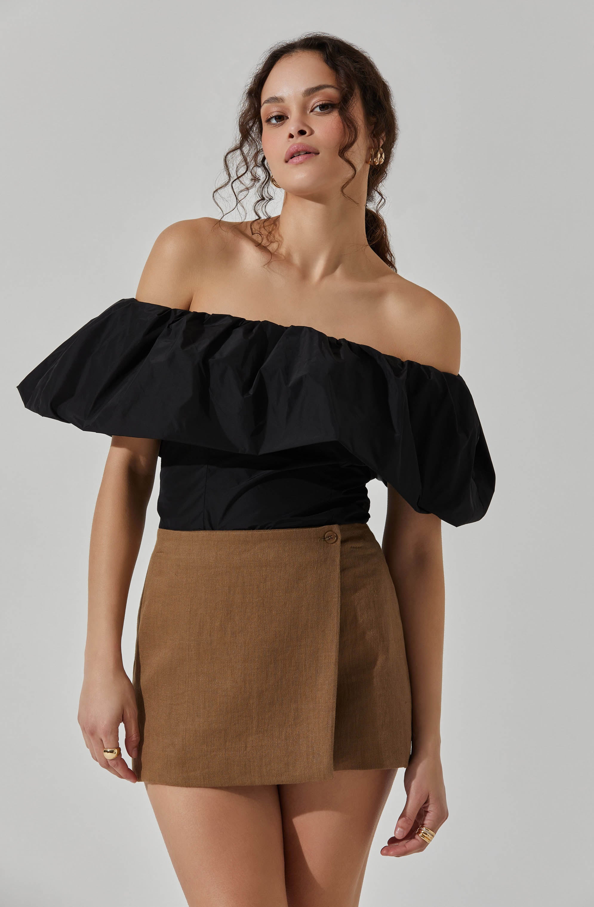 Off Shoulder Ruffle Top-Aljck