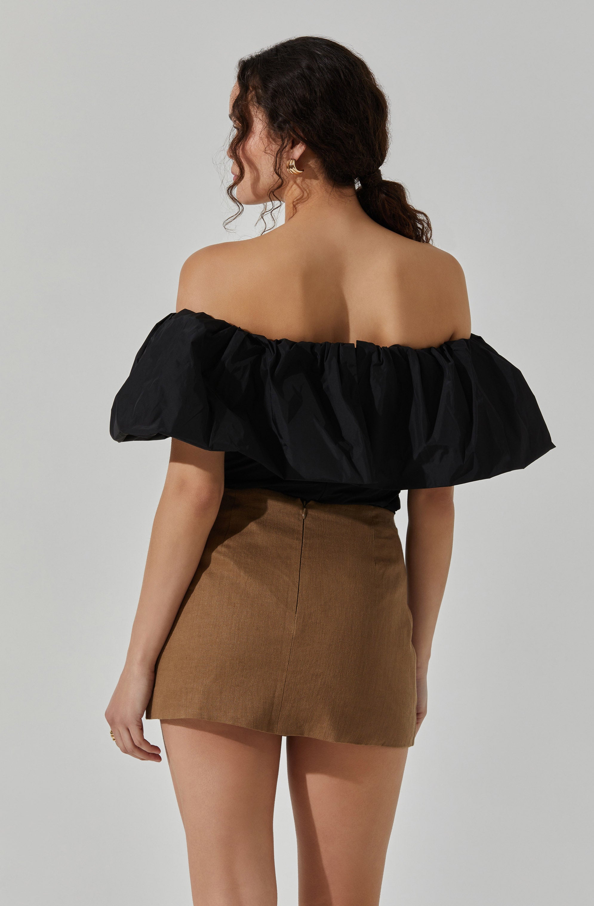 Off Shoulder Ruffle Top-Aljck
