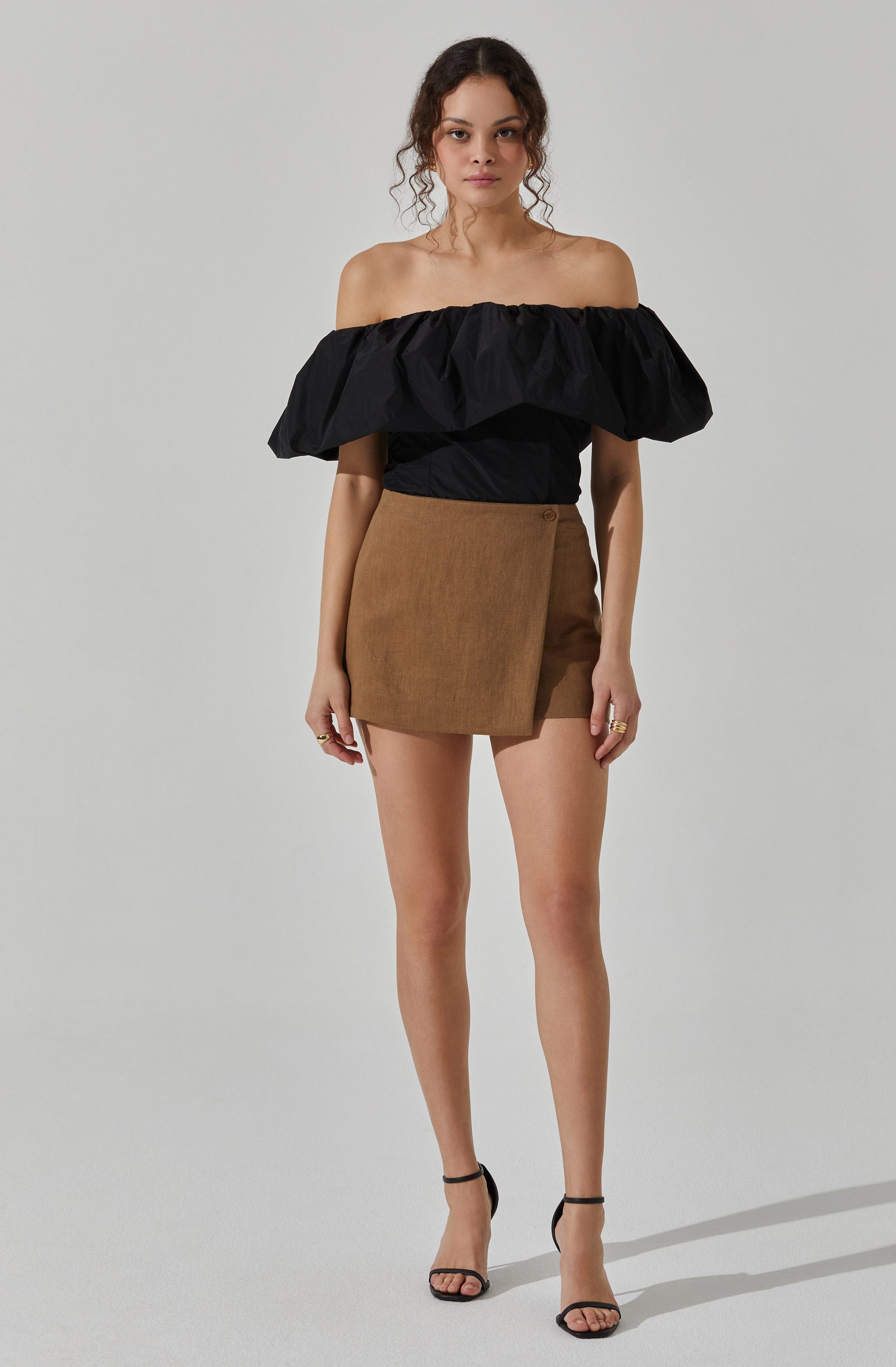 Off Shoulder Ruffle Top-Aljck