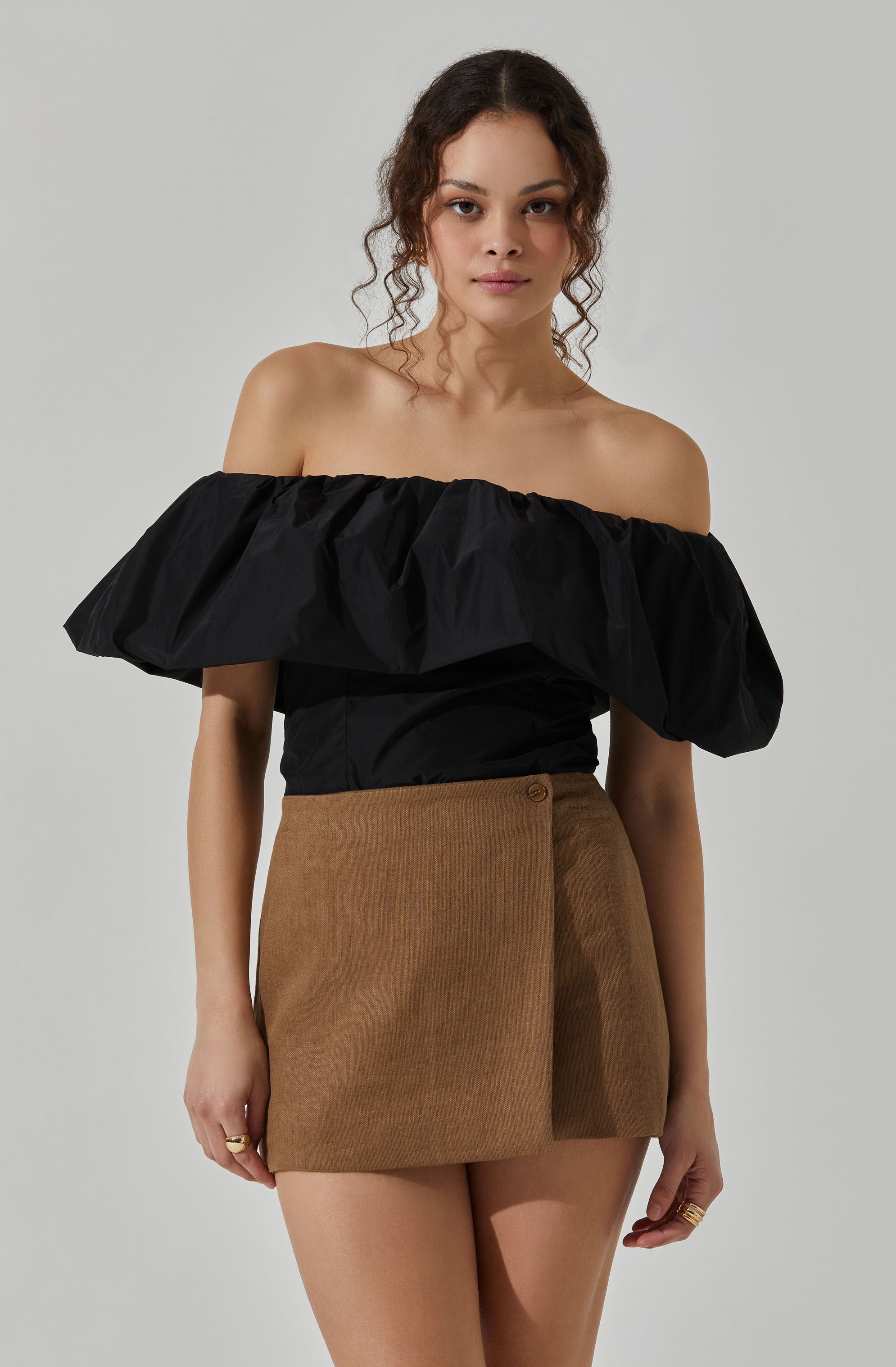 Off Shoulder Ruffle Top-Aljck