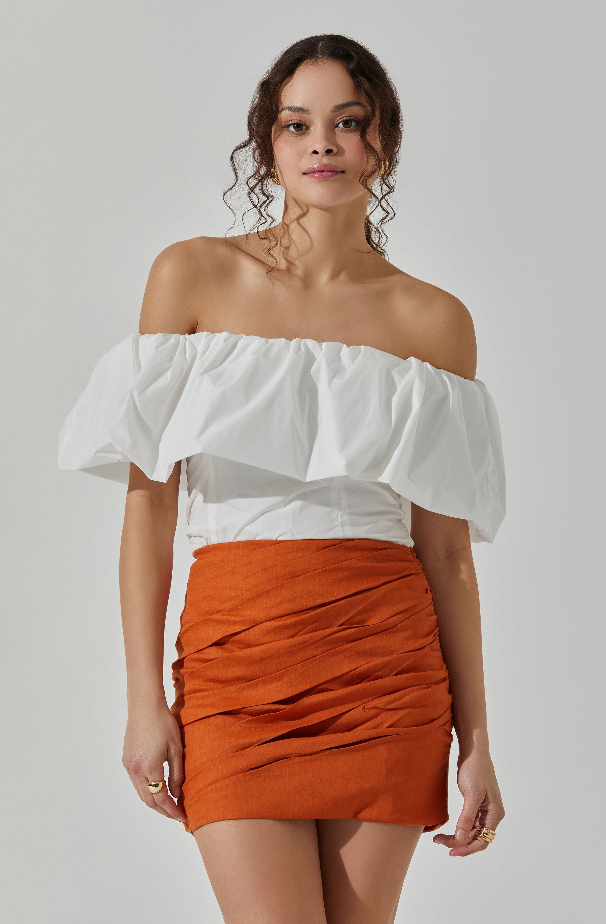 Off Shoulder Ruffle Top-Aljck
