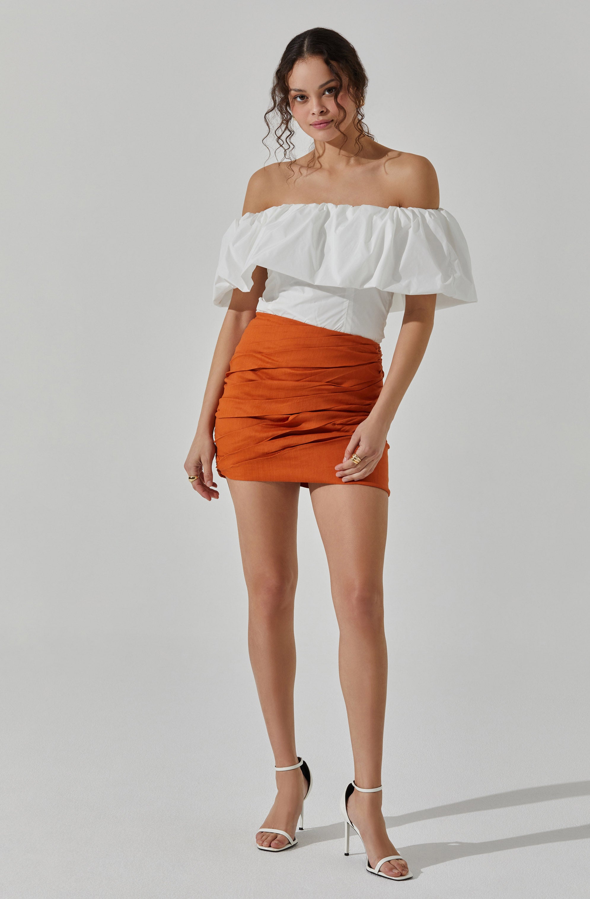 Off Shoulder Ruffle Top-Aljck