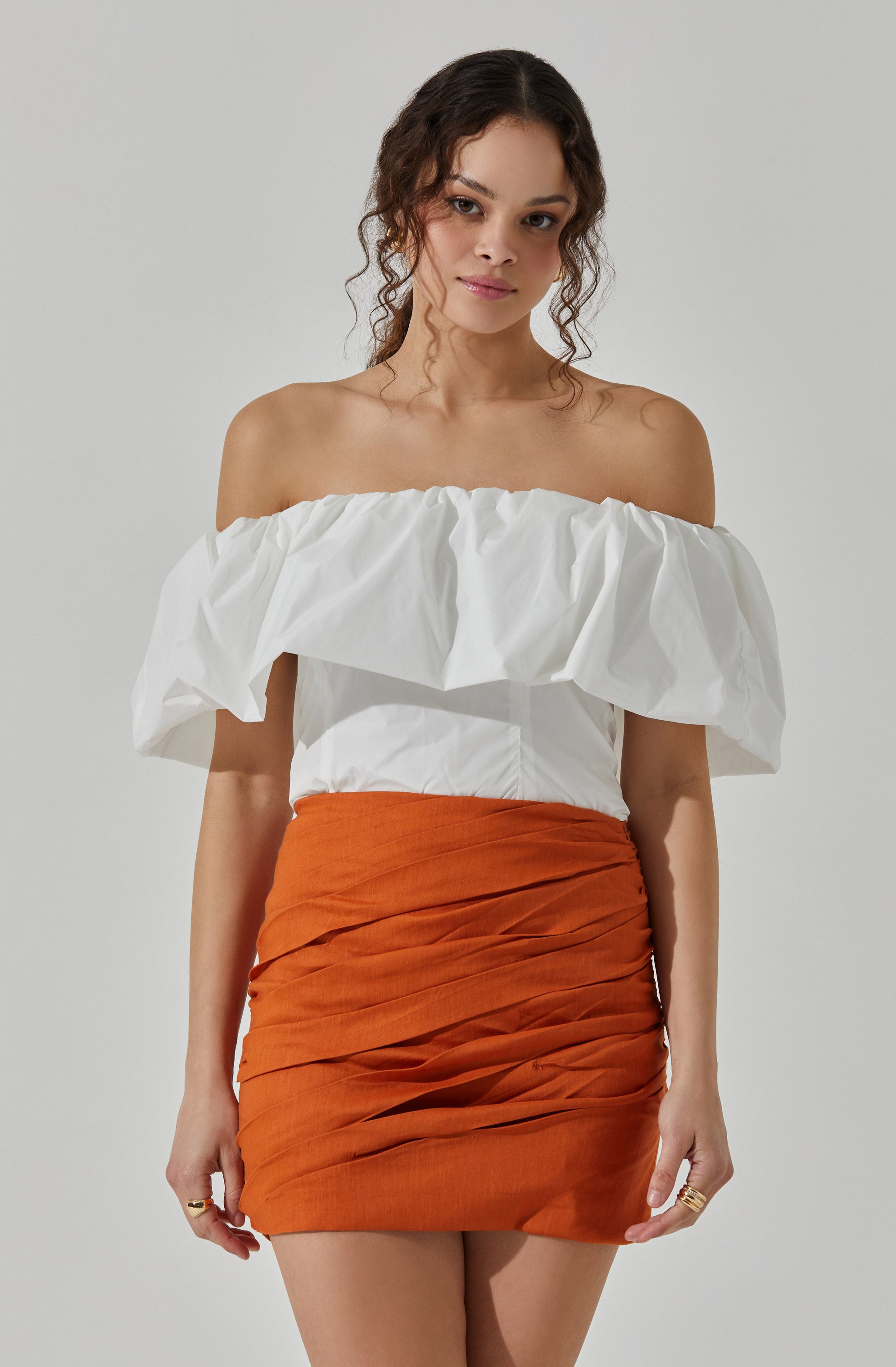 Off Shoulder Ruffle Top-Aljck