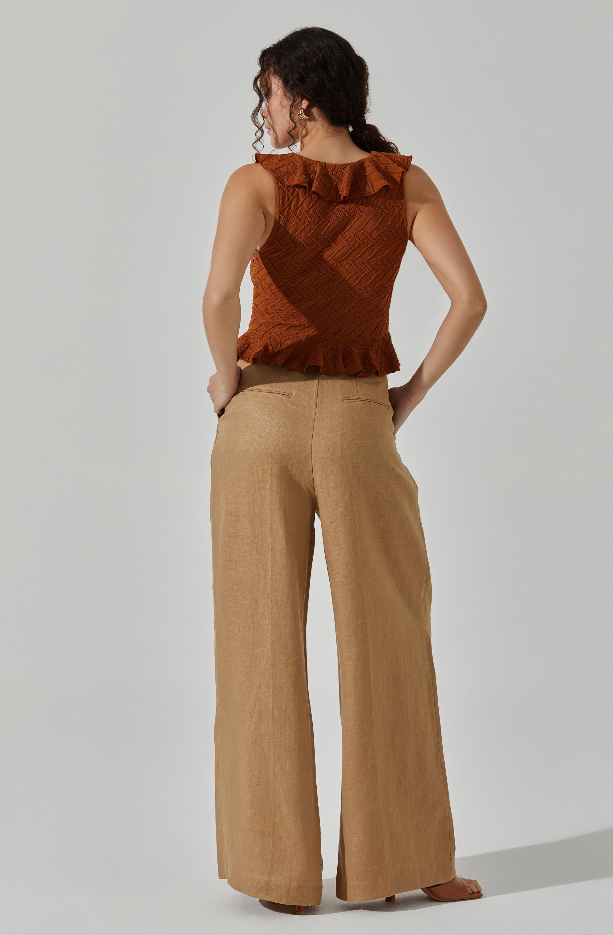 V-Neck Ruffle Top-Aljck