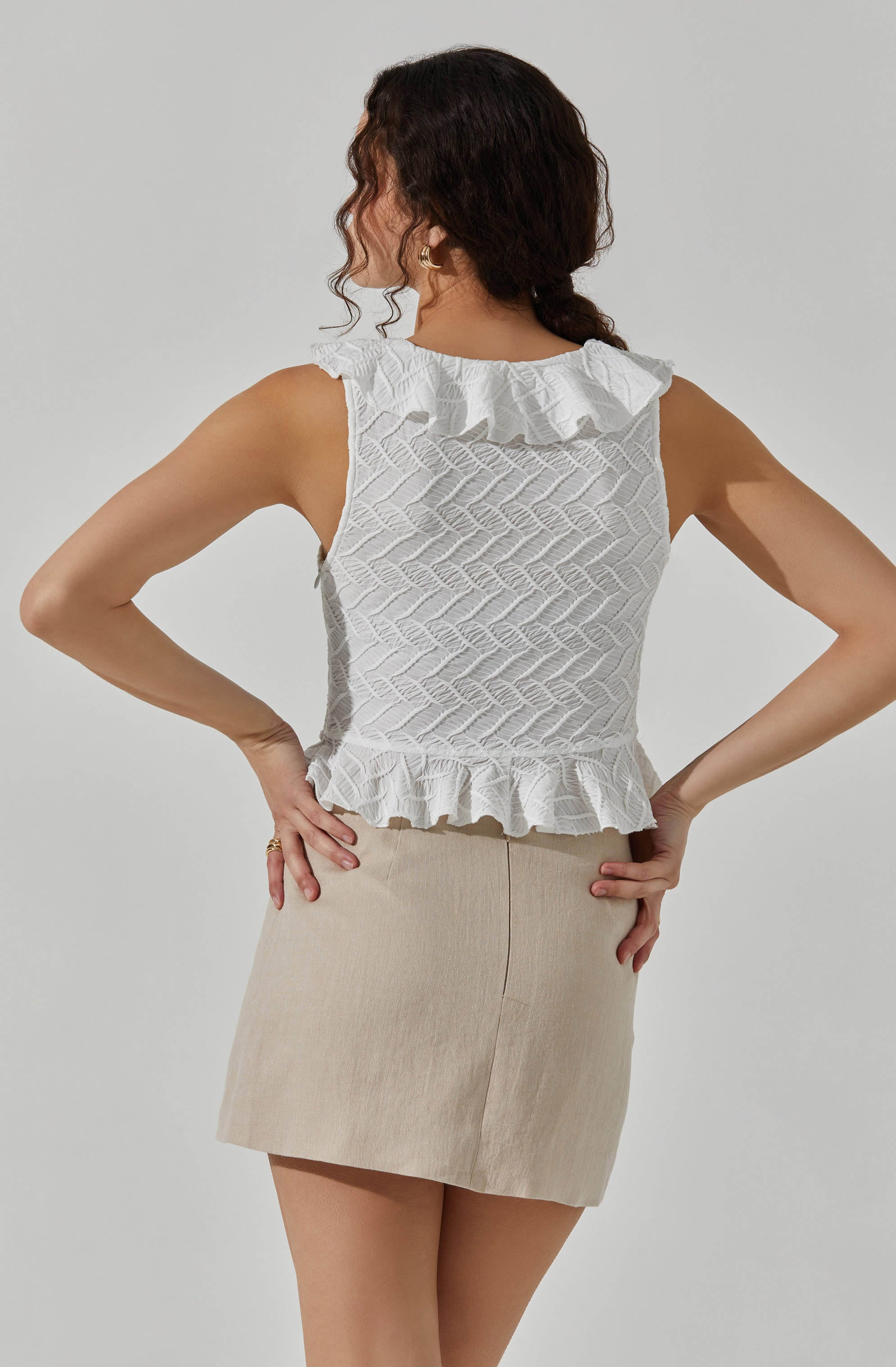 V-Neck Ruffle Top-Aljck