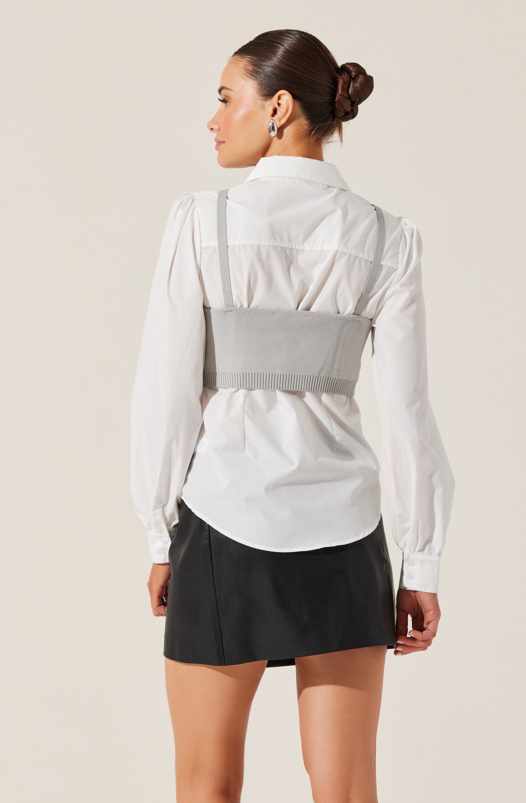 Layered Sweater Tank With Shirt-Aljck