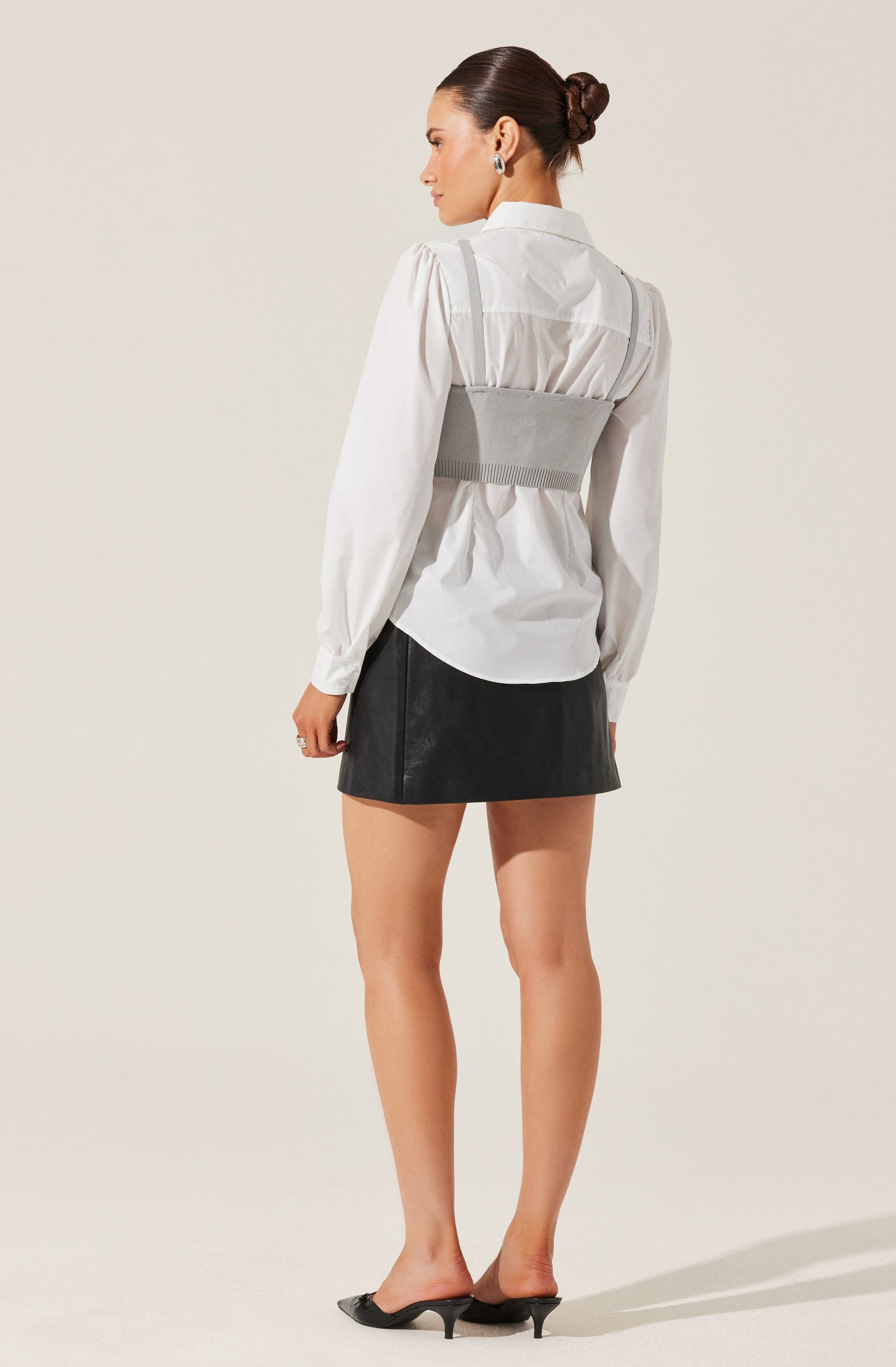 Layered Sweater Tank With Shirt-Aljck