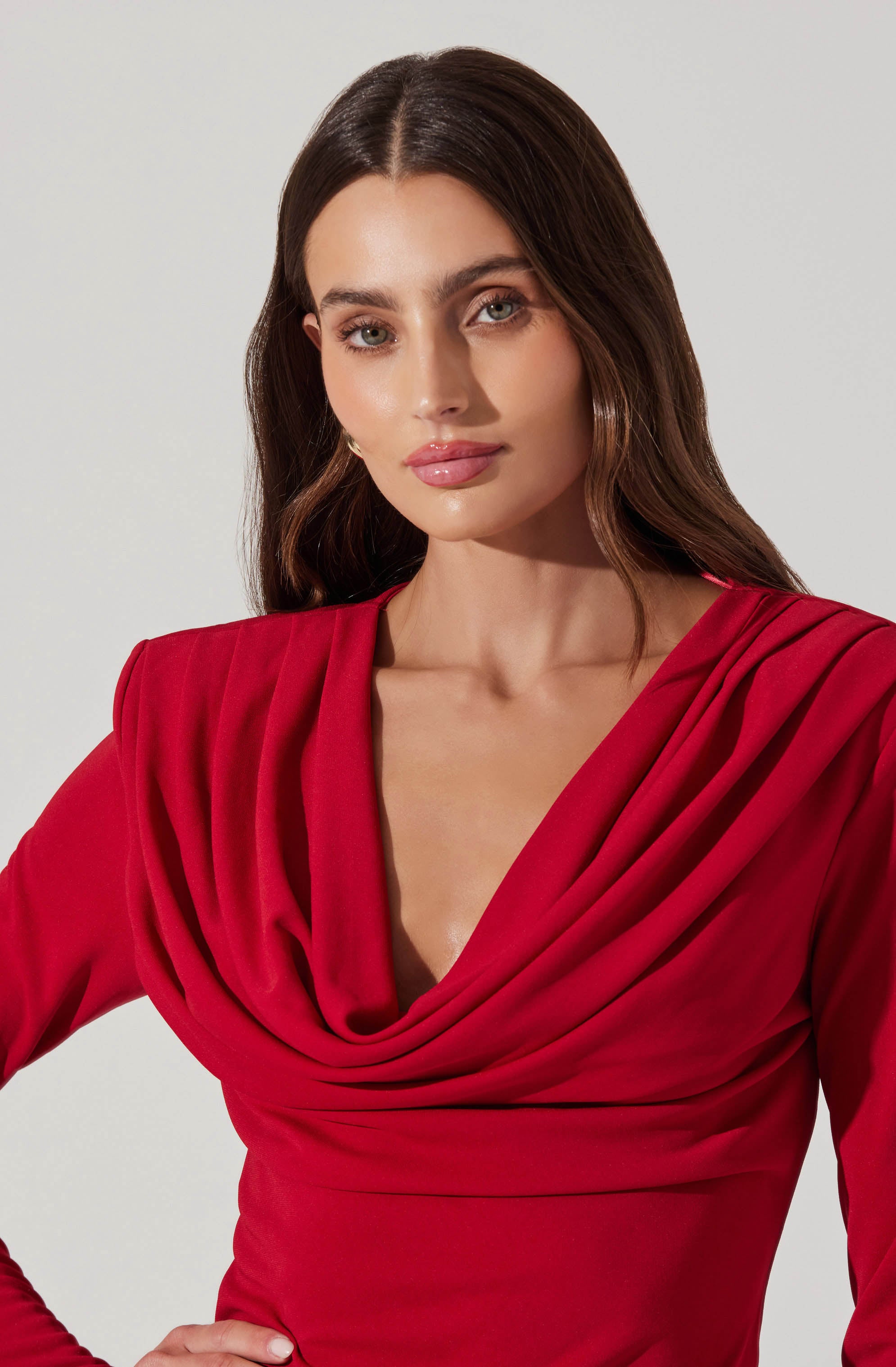 Deep Cowl Neck Top-Aljck