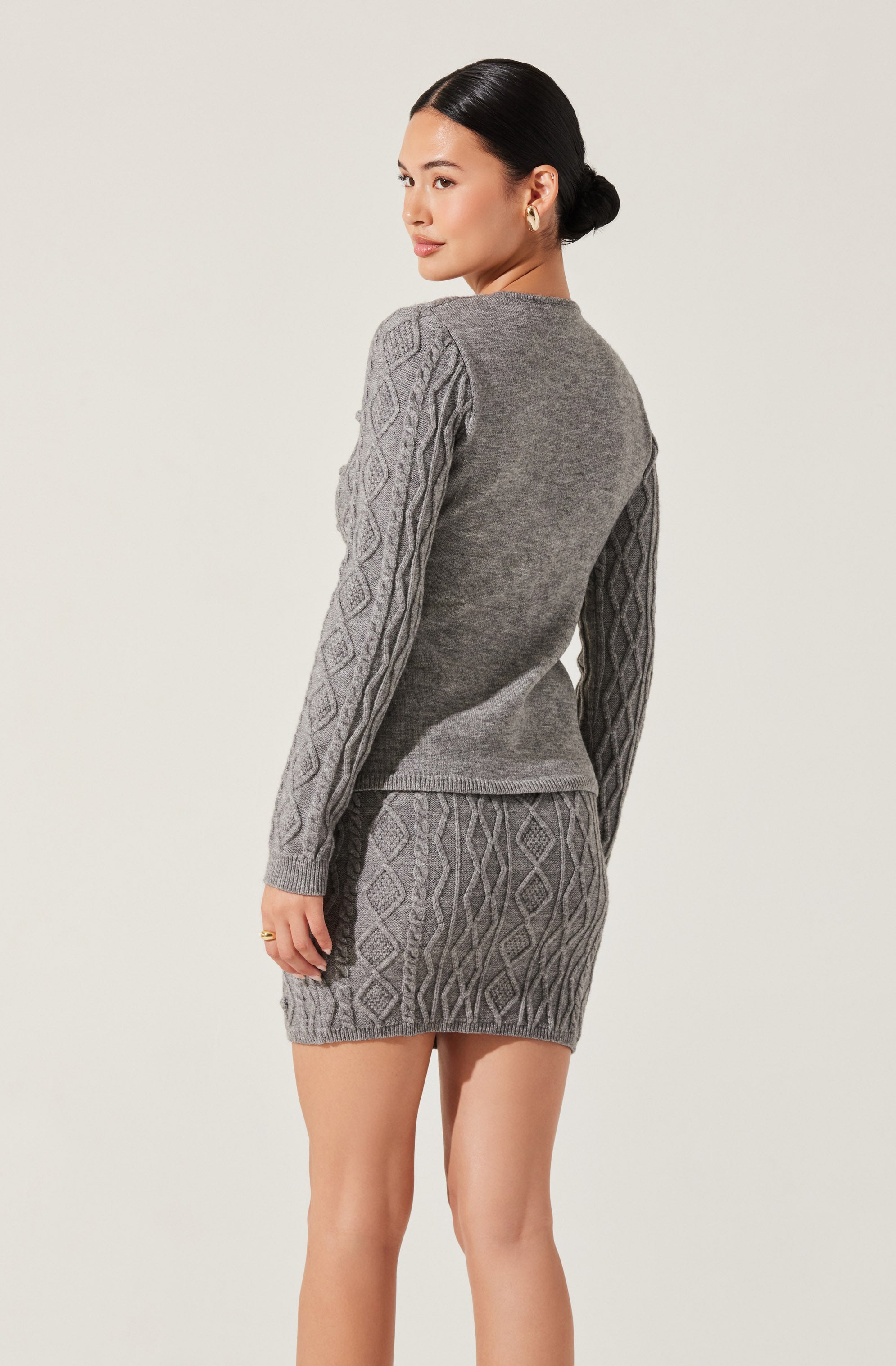 Argyle Knit Cardigan Sweater-Aljck