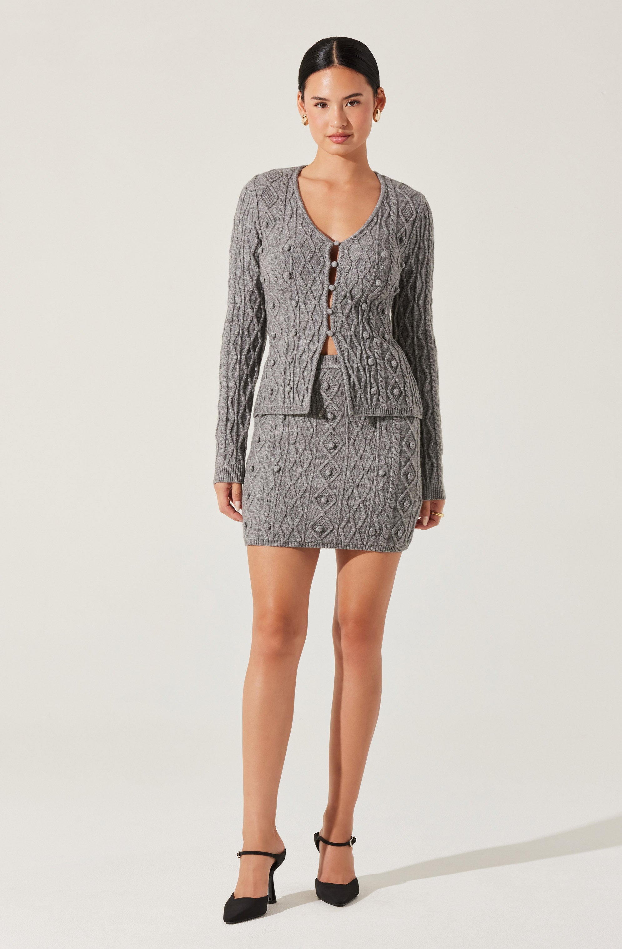 Argyle Knit Cardigan Sweater-Aljck